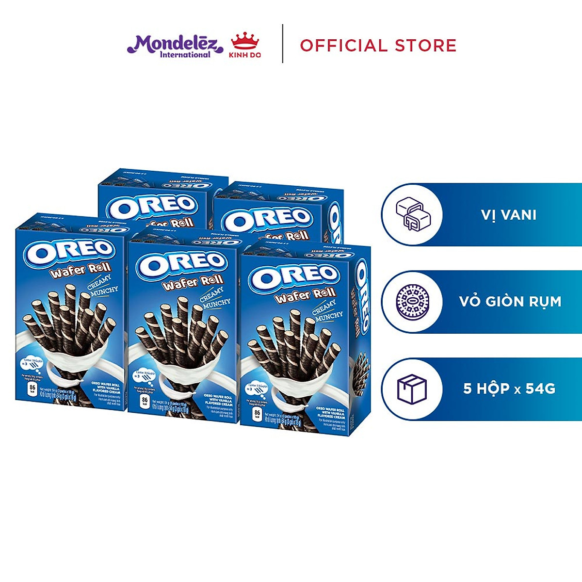 Combo 5 Hộp Bánh Quế OREO Vị Vani 5x54g