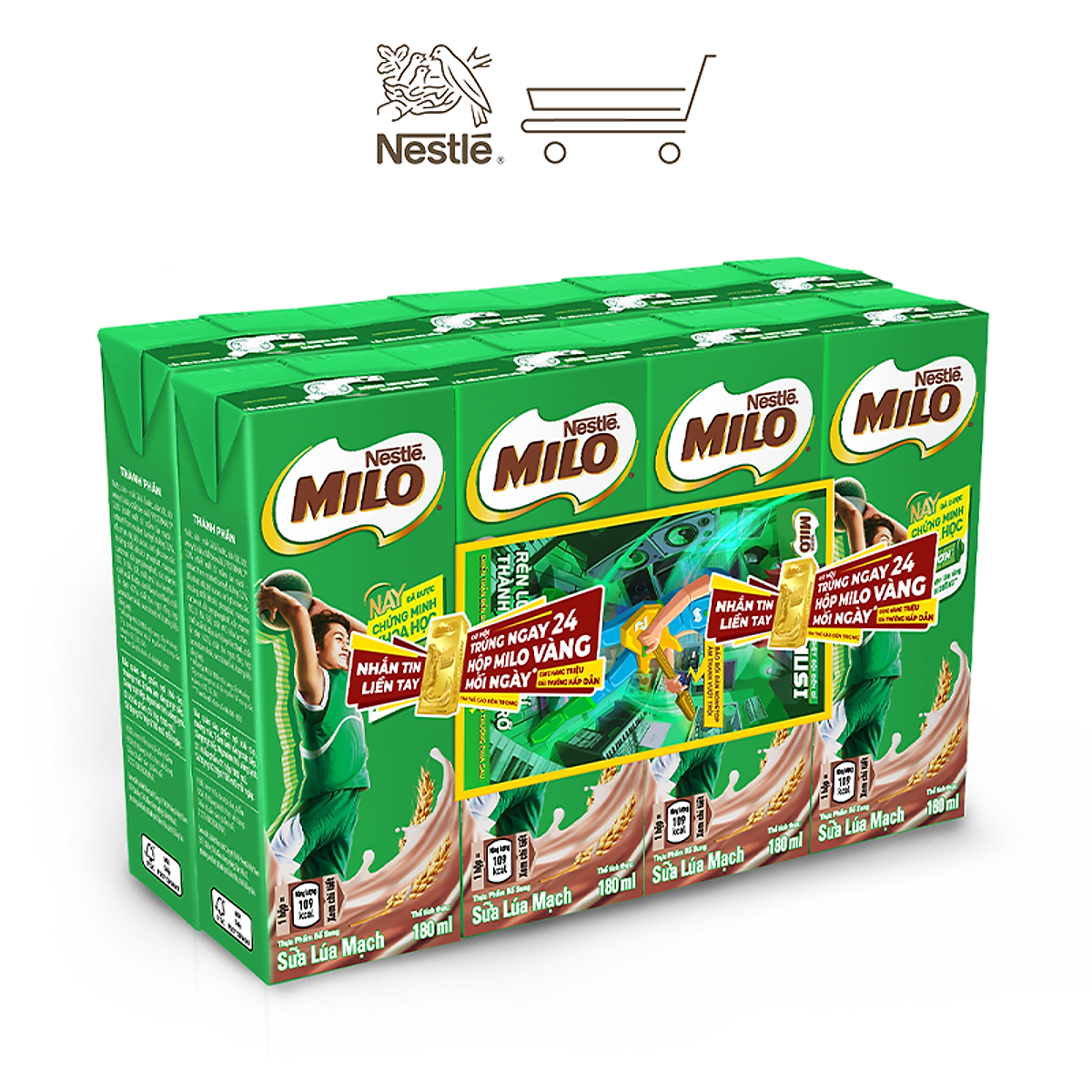 Thùng 48 Hộp Sữa Nestlé MILO Nước (180ml / Hộp)