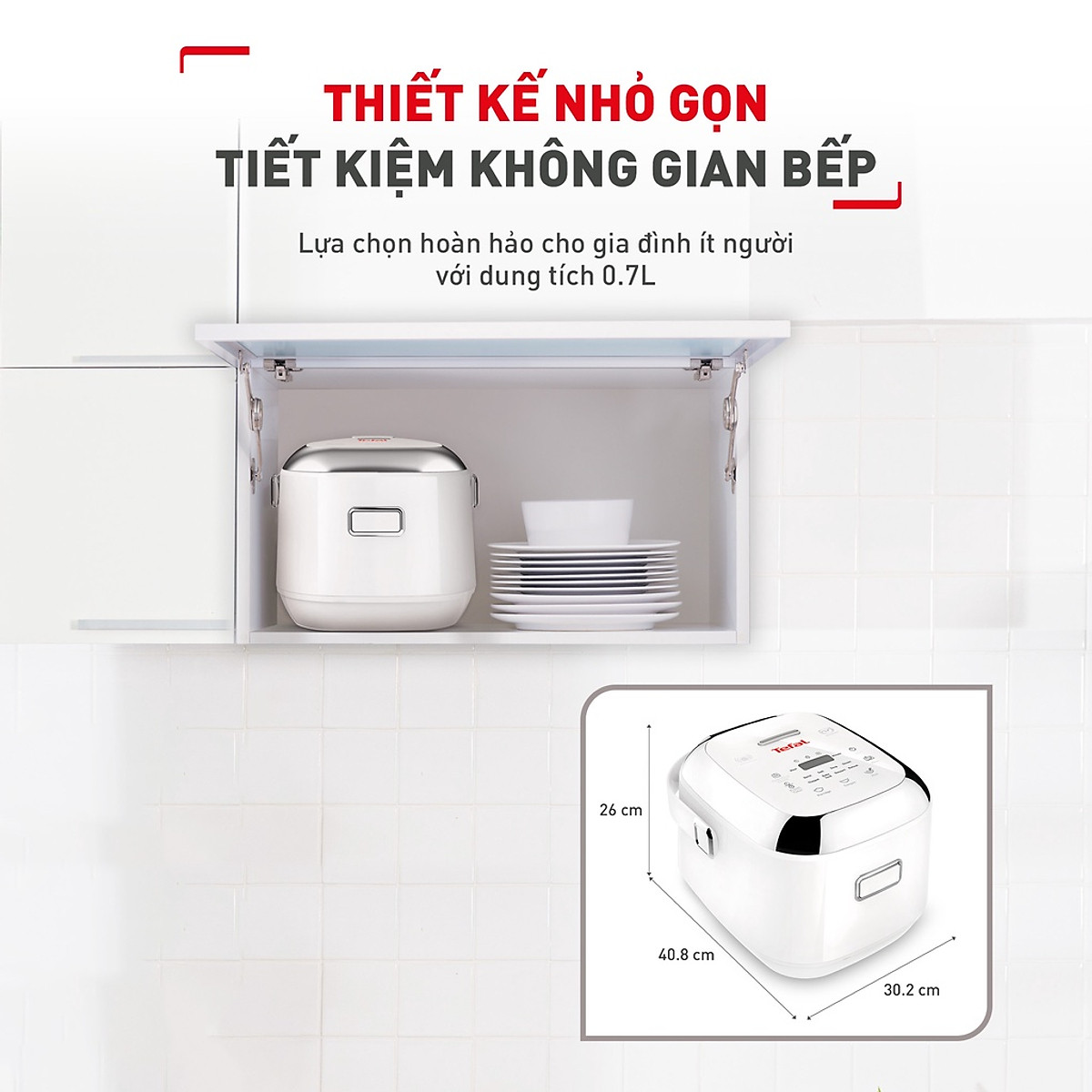 Nồi cơm điện tử cao tần Tefal mini 0.7L RK604165 - Hàng chính hãng