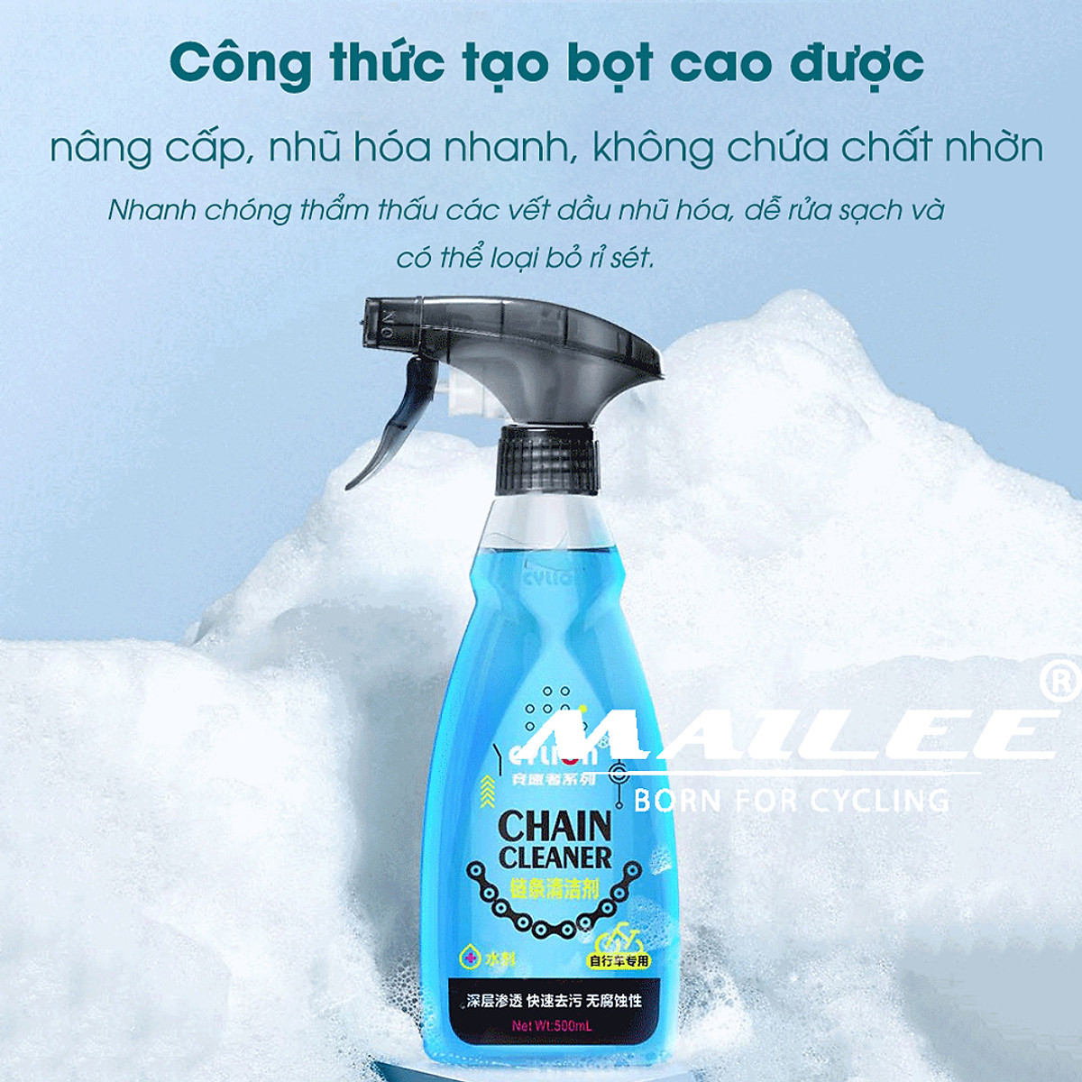 Dung Dịch Tẩy Dầu Nhờn Sên Xích Xe Đạp, Xe Máy P-39 500ML Có Vòi Xịt, Nhiều Bọt, Chống Ăn Mòn, Làm Sạch Hiệu Quả và Loại Bỏ Rỉ Sét Dầu Cặn Bám - Mai Lee