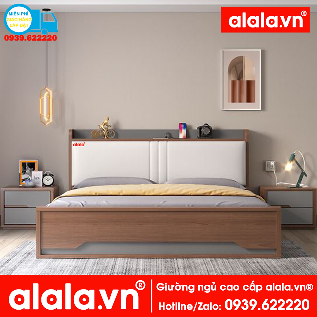 Giường ngủ ALALA 1m2 x 2m cao cấp - Gỗ MDF HMR Lõi Xanh chống nước ...