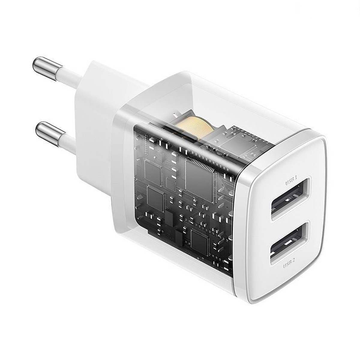 Củ sạc Baseus hỗ trợ sạc nhanh 2.1A sạc được 2 thiết bị cùng lúc tiết kiệm được 20-40% thời gian sạc - Hàng chính hãng