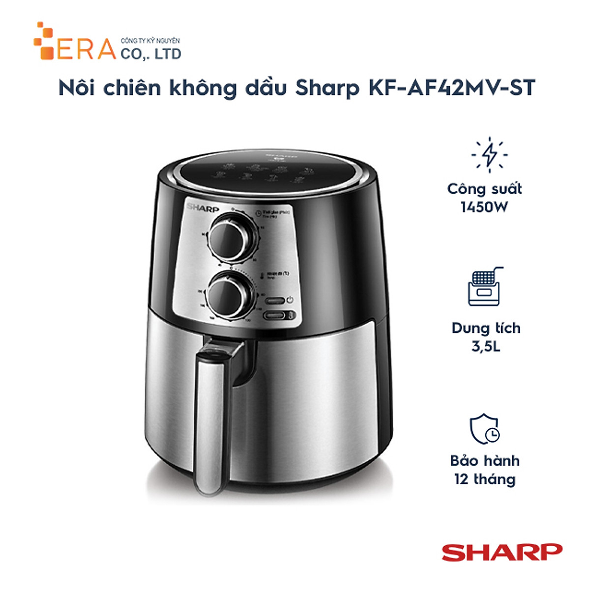 Nồi Chiên Không Dầu Sharp KF-AF42MV-ST (4.2 Lít) – Hàng Chính Hãng
