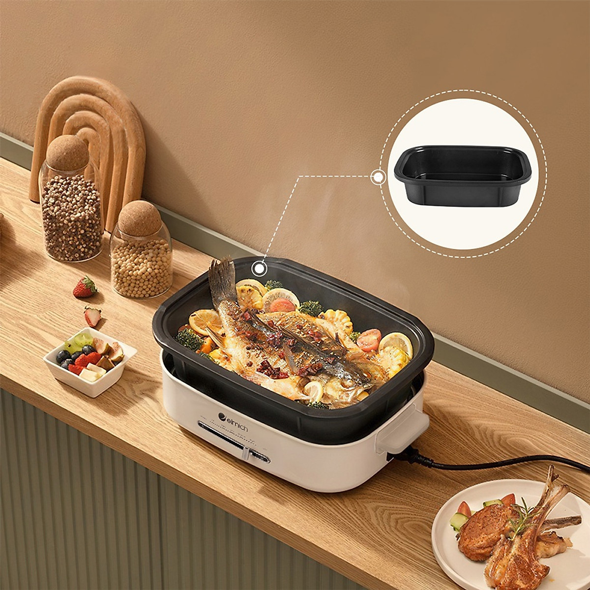 Nồi lẩu nướng đa năng Elmich MCE-3909OL (1250-1500W) - Hàng chính hãng