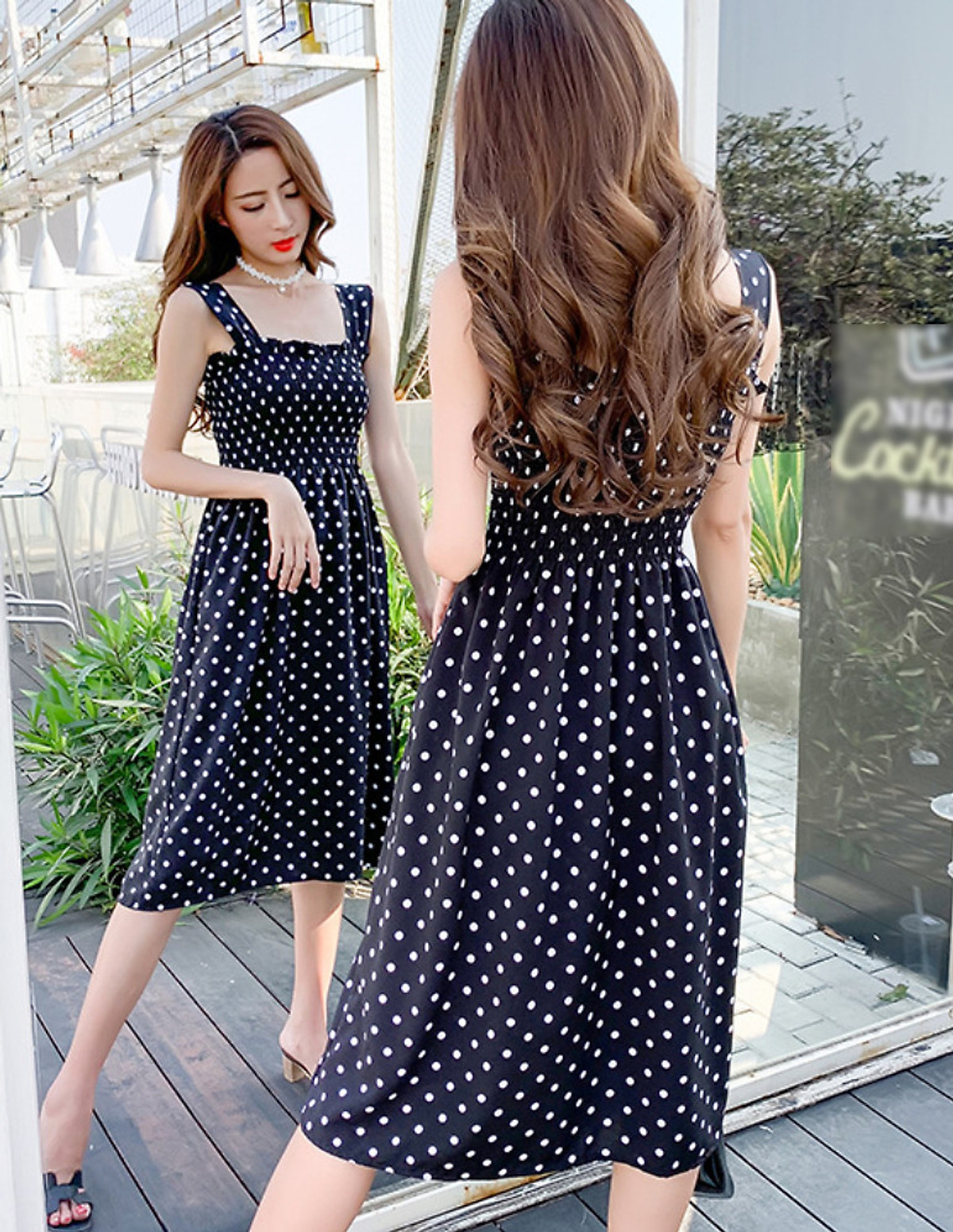 Đầm Hai Dây Chấm Bi Nhún Ngực Dễ Thương DN060 MayHomes