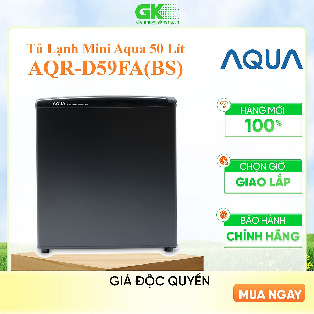 Tủ lạnh Aqua 50 lít AQR-D59FA (BS) Hàng chính hãng