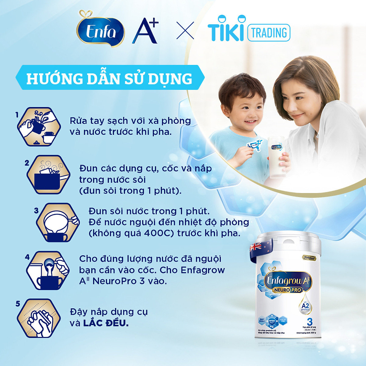 Combo 6 lon sữa bột Enfagrow A2 Neuropro 3 cho trẻ từ 1 – 6 tuổi – 800g