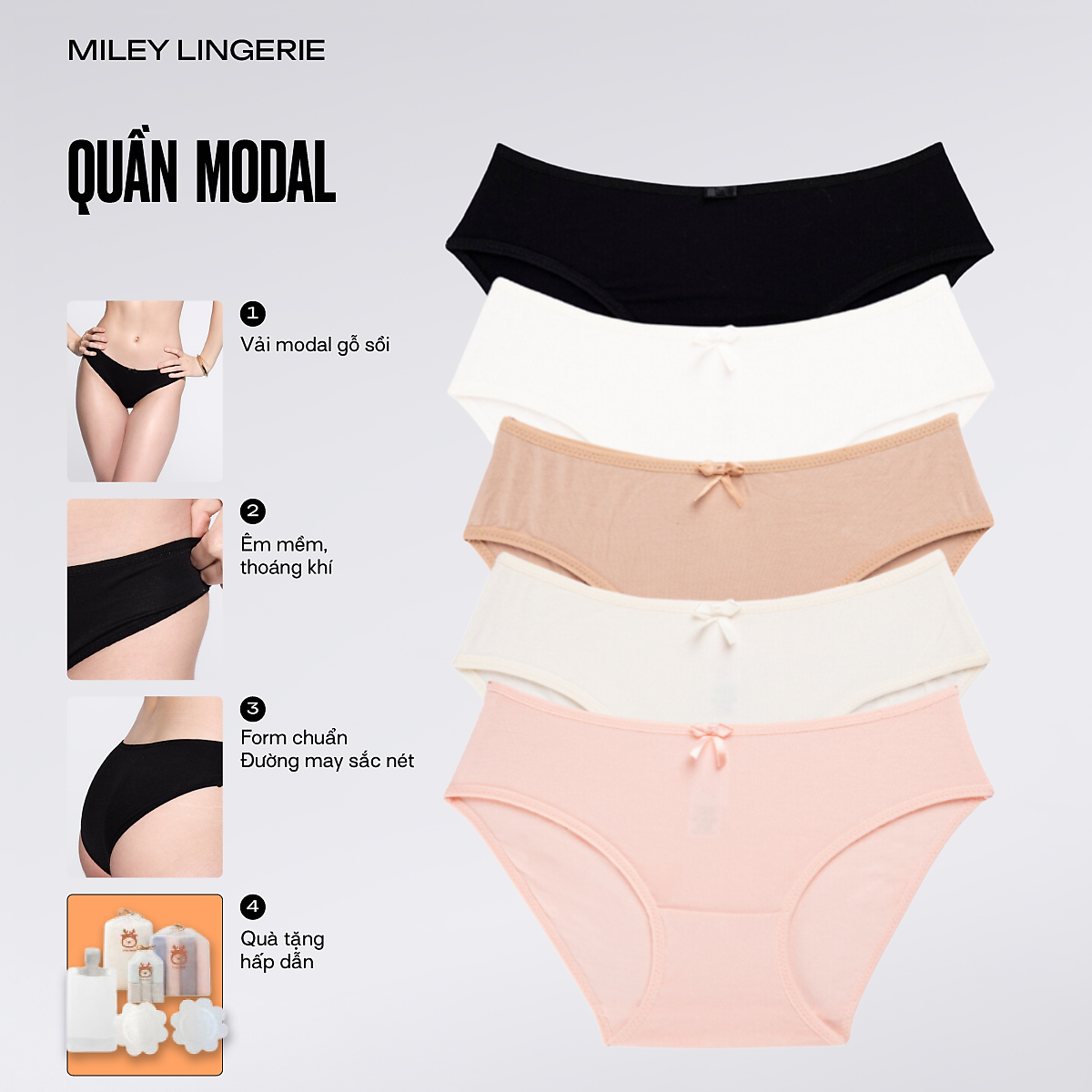 Combo 5 Quần Lót Miley Lingerie (Giao màu ngẫu nhiên)