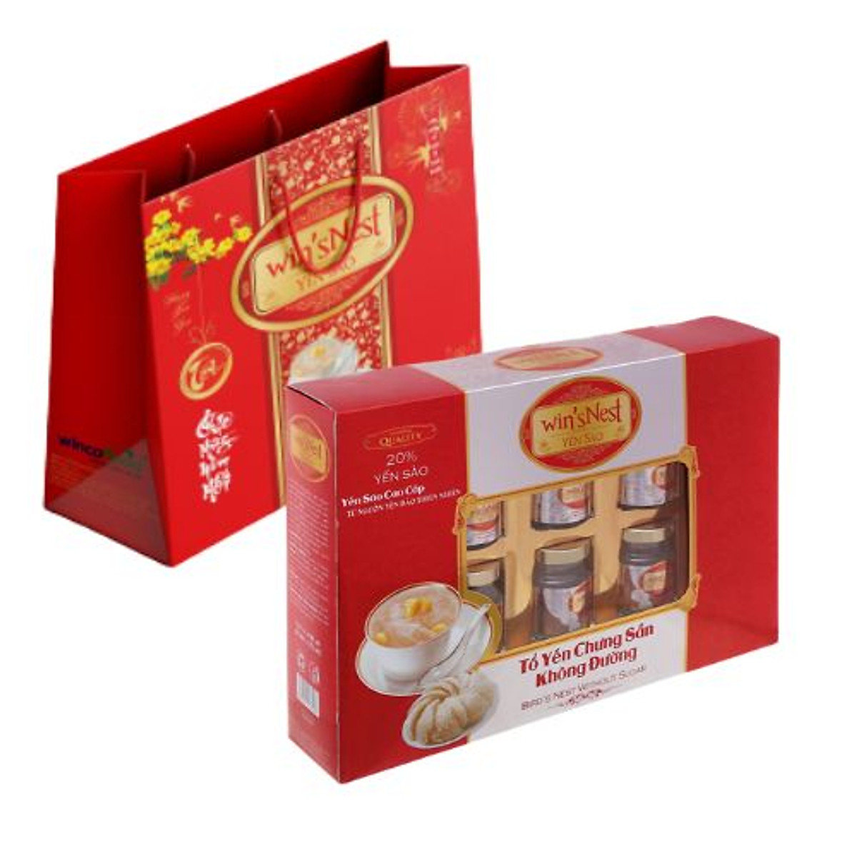 Yến Sào cao cấp win'snest Tổ Yến Chưng Sẵn Không Đường 20% (6 Lọ/Hộp) thích hợp cho mọi đối tượng đặc biệt là người ăn kiêng và tiểu đường.