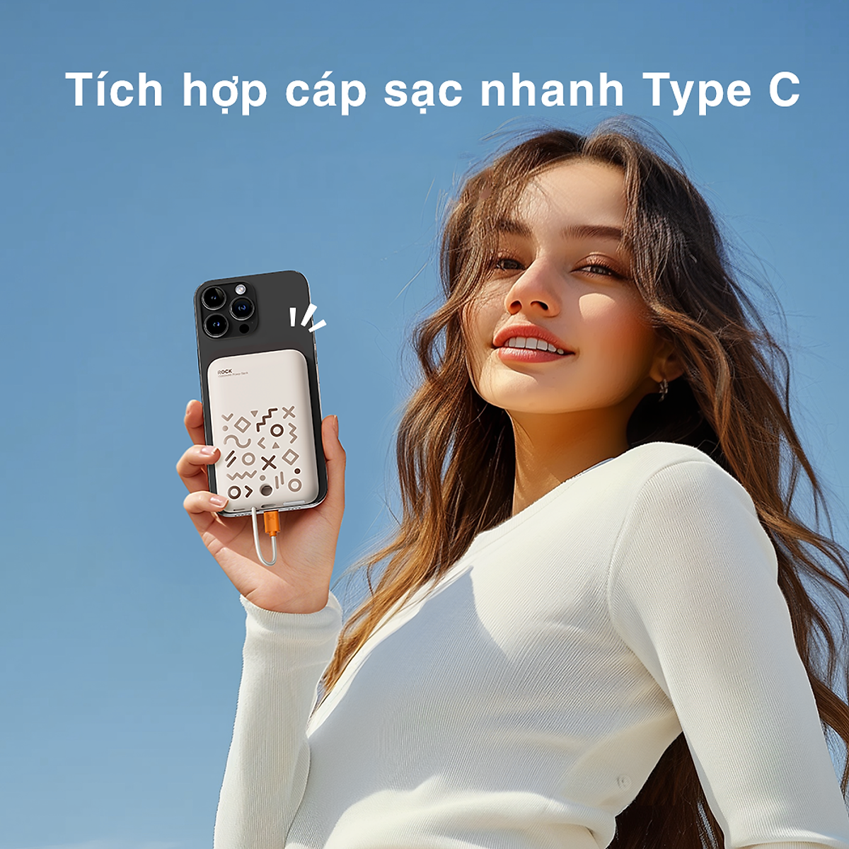 Pin sạc dự phòng sạc nhanh PD 20W ROCKSPACE P28 10.000 mAh Magnetic PD tích hợp cáp sạc nhanh - Hàng chính hãng bảo hành 12 tháng