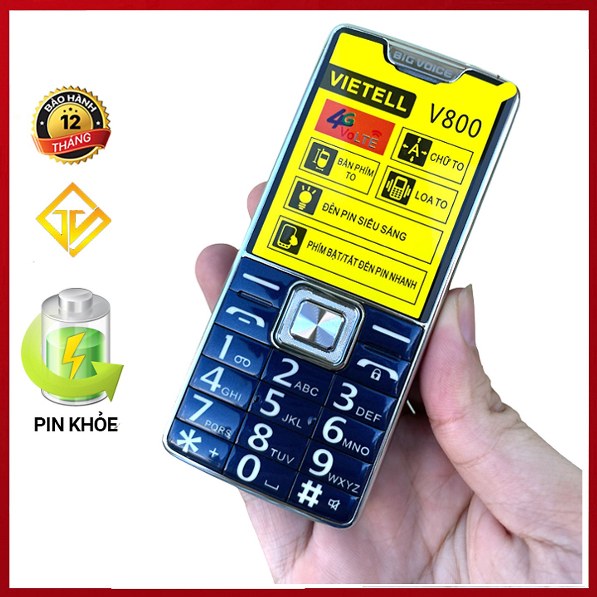 Điện Thoại Người Già Vietell V800 Mới Fullbox , Đọc Số, Loa To Pin Trâu - Mới nguyên seal