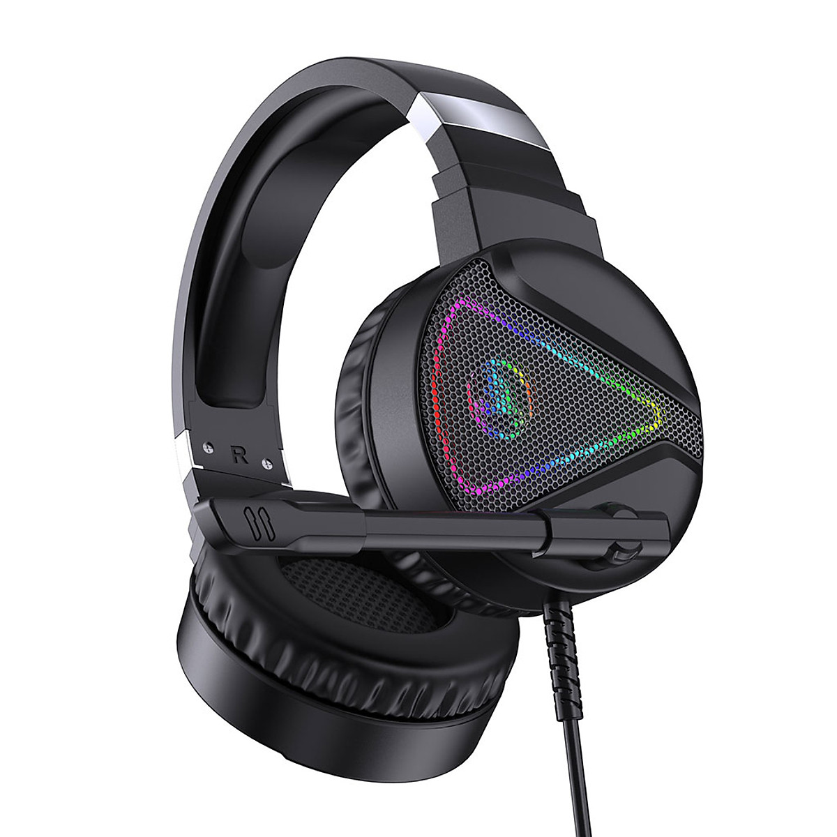 Tai nghe chụp tai Gaming tích hợp Mix HXSJ F16 RGB Jac 3.5mm âm thanh 3D Bass cực đã chuyên dùng nghe nhạc, chơi game - Hàng chính hãng