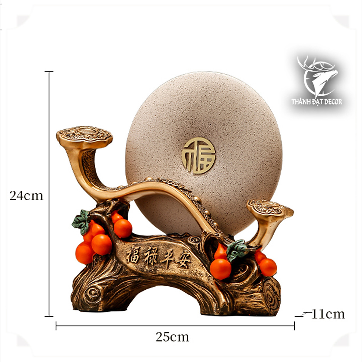 Tượng Phong Thủy Trượng Như Ý Kèm Đĩa Ngọc, Quà Tặng Tân Gia Khai Trương Sinh Nhật Trang Trí Nhà Cửa