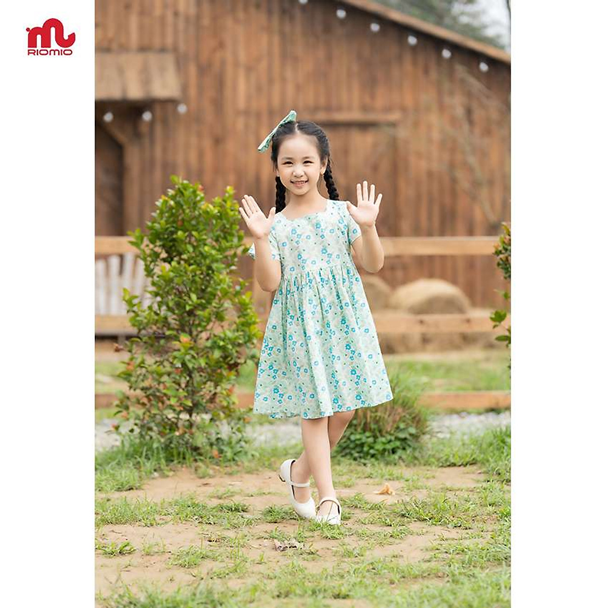 Mua Váy đầm thô hoa cổ vuông kèm nơ Riomio size 3-9 tuổi (15-32kg ...