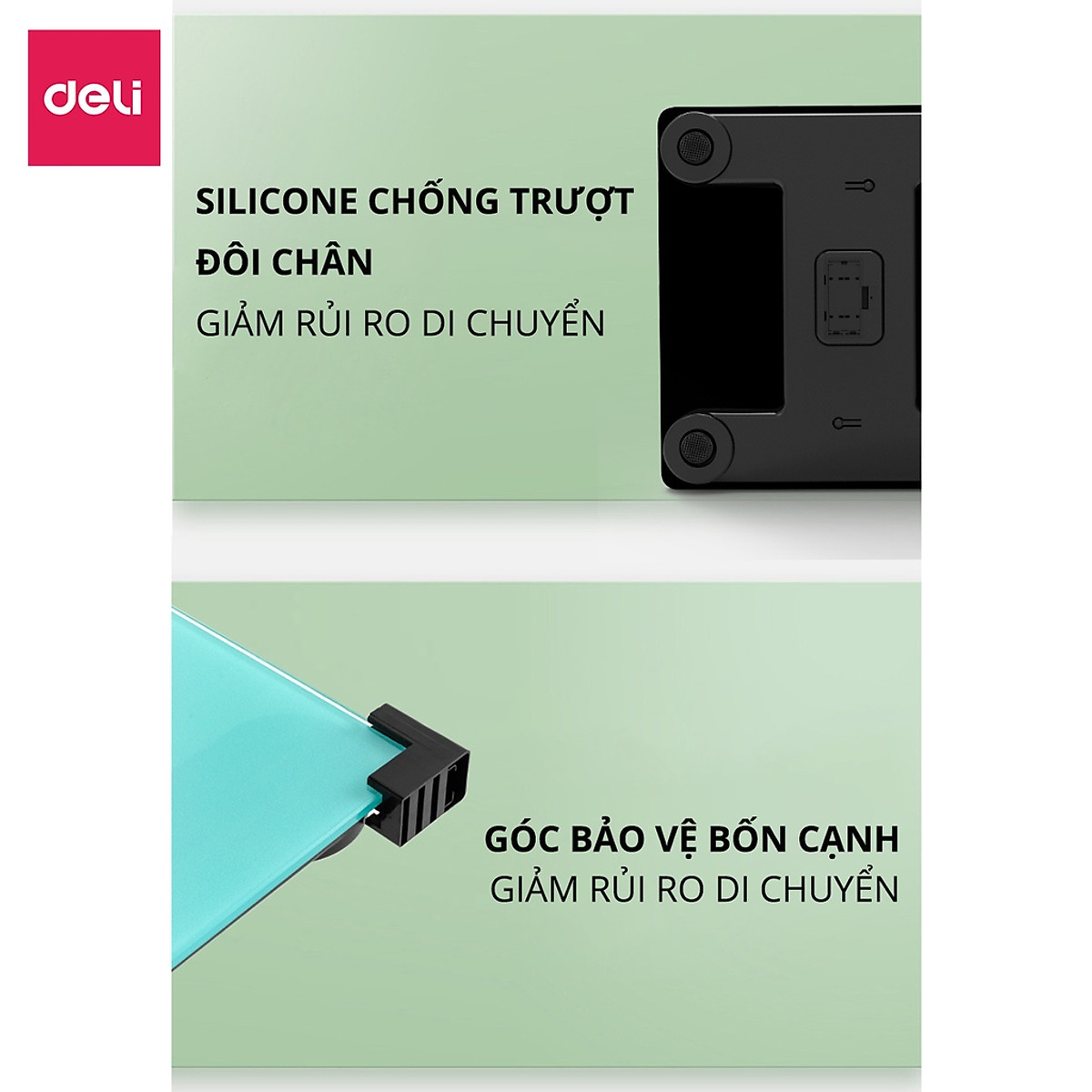 Cân Điện Tử Sức Khoẻ Thông Minh Mặt Vuông Kính Cường Lực Chịu Lực 180Kg Deli - Phù Hợp Gia Đình Trường Học - Nhiều Màu Sắc - Hàng Chính Hãng - E86120