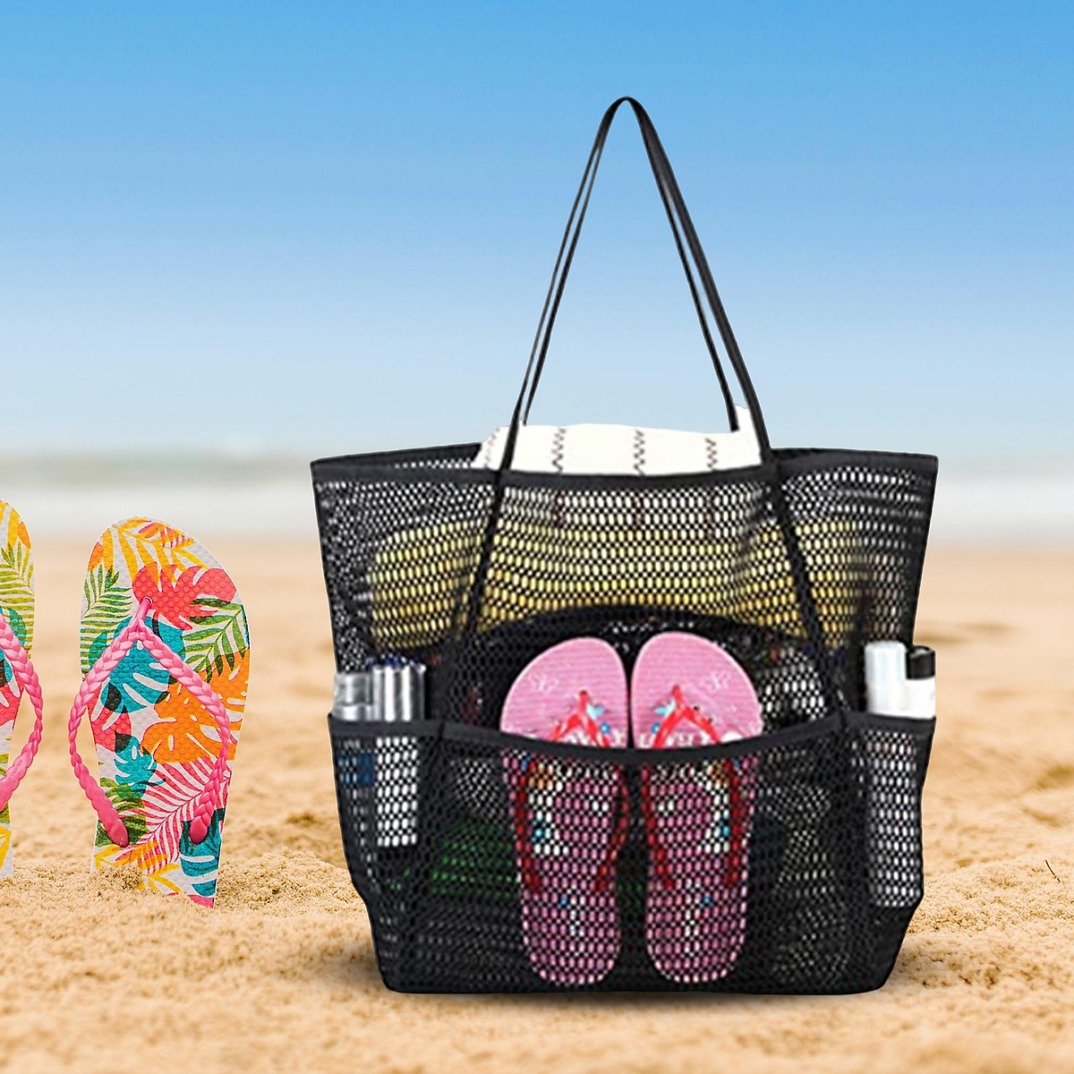 Polyester Mesh Beach Bag Travel Washing Bag Swimming Storage Bag Minimalist  | SHEIN
