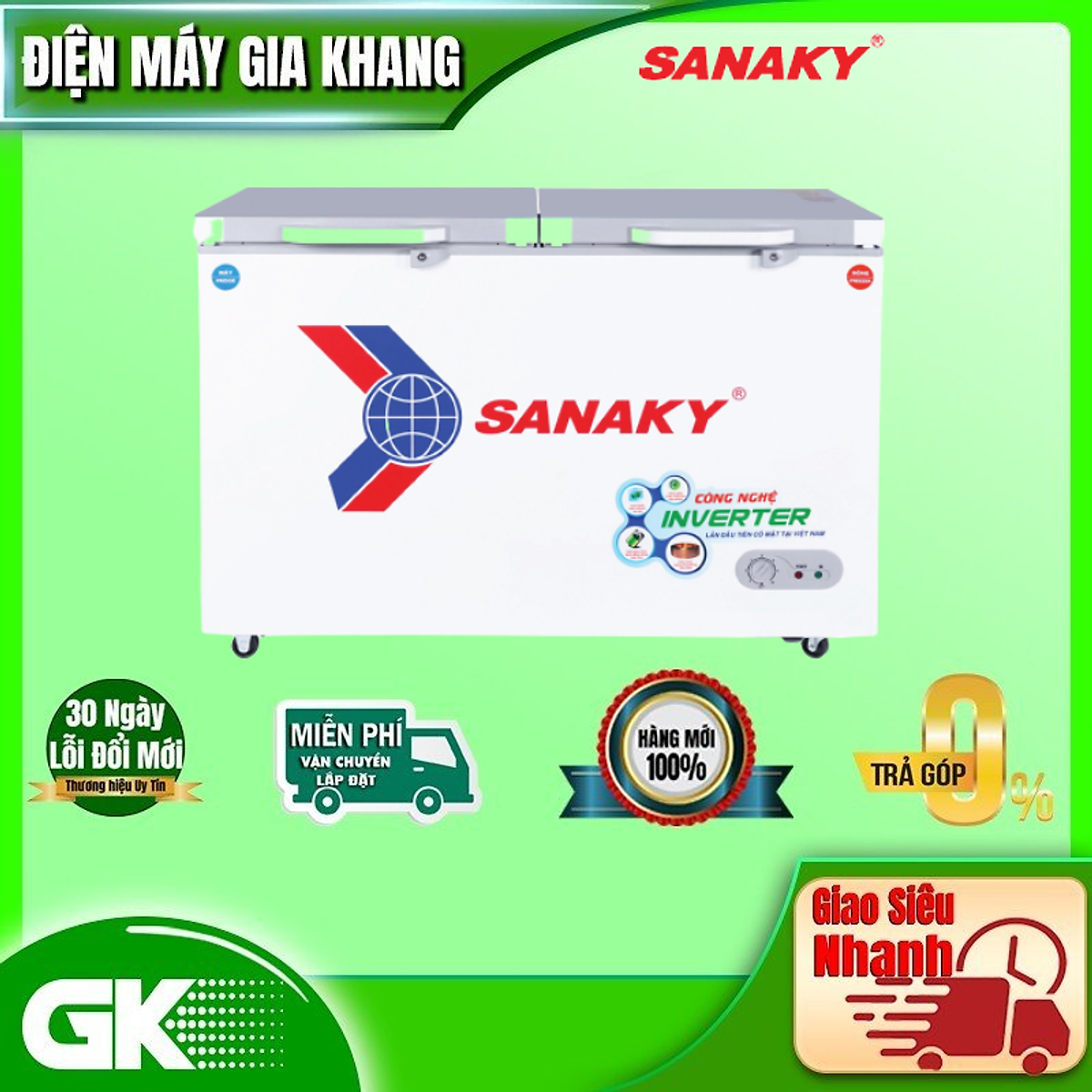 Tủ Đông Kính Cường Lực Inverter Sanaky VH-3699W4K (260L) - Xám - Hàng Chính Hãng - Chỉ Giao tại HCM