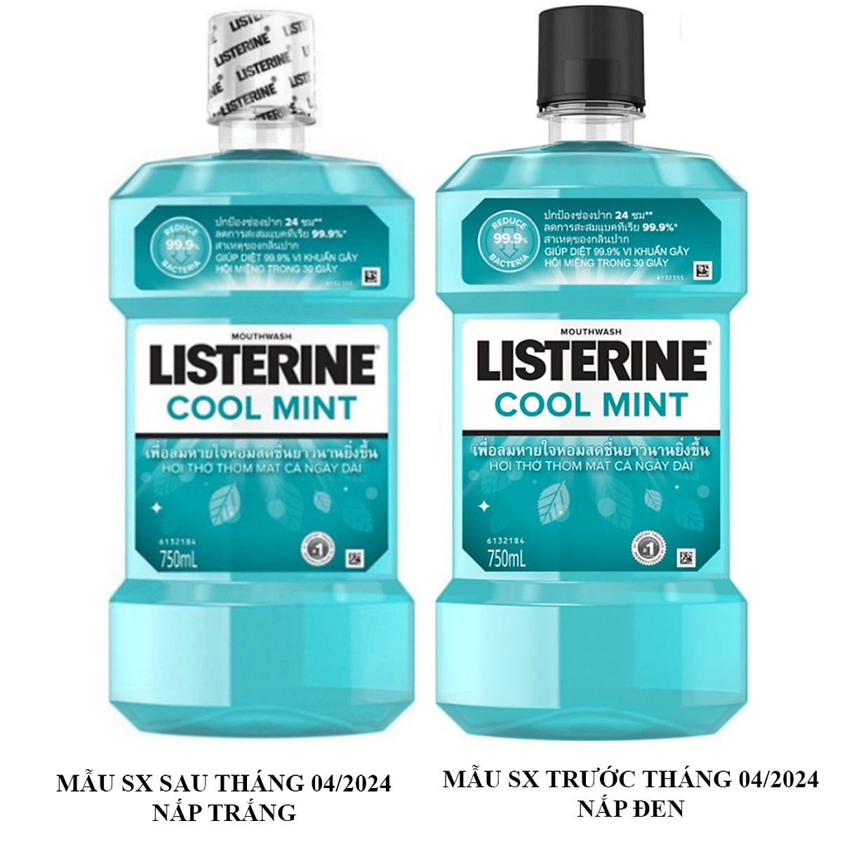 Combo 2 chai nước súc miệng Listerine Cool Mint Hương Bạc Hà 750ml/chai