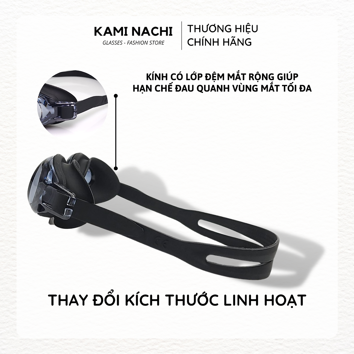 Kính bơi cận cho người lớn nam nữ có độ từ 1.5 độ đến 9.0 độ chính hãng KAMI NACHI - Mắt kính bơi cận thị chống bám hơi nước