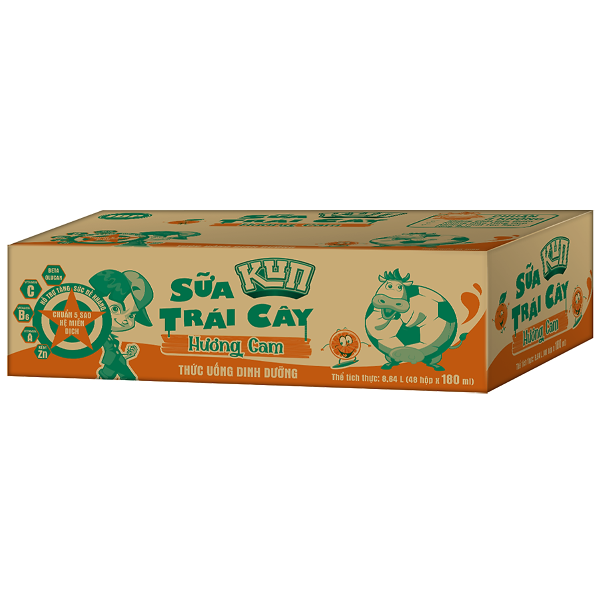 Thùng 48 Hộp Sữa Trái Cây Hương Cam KUN 180ml/hộp ( thẻ cào)