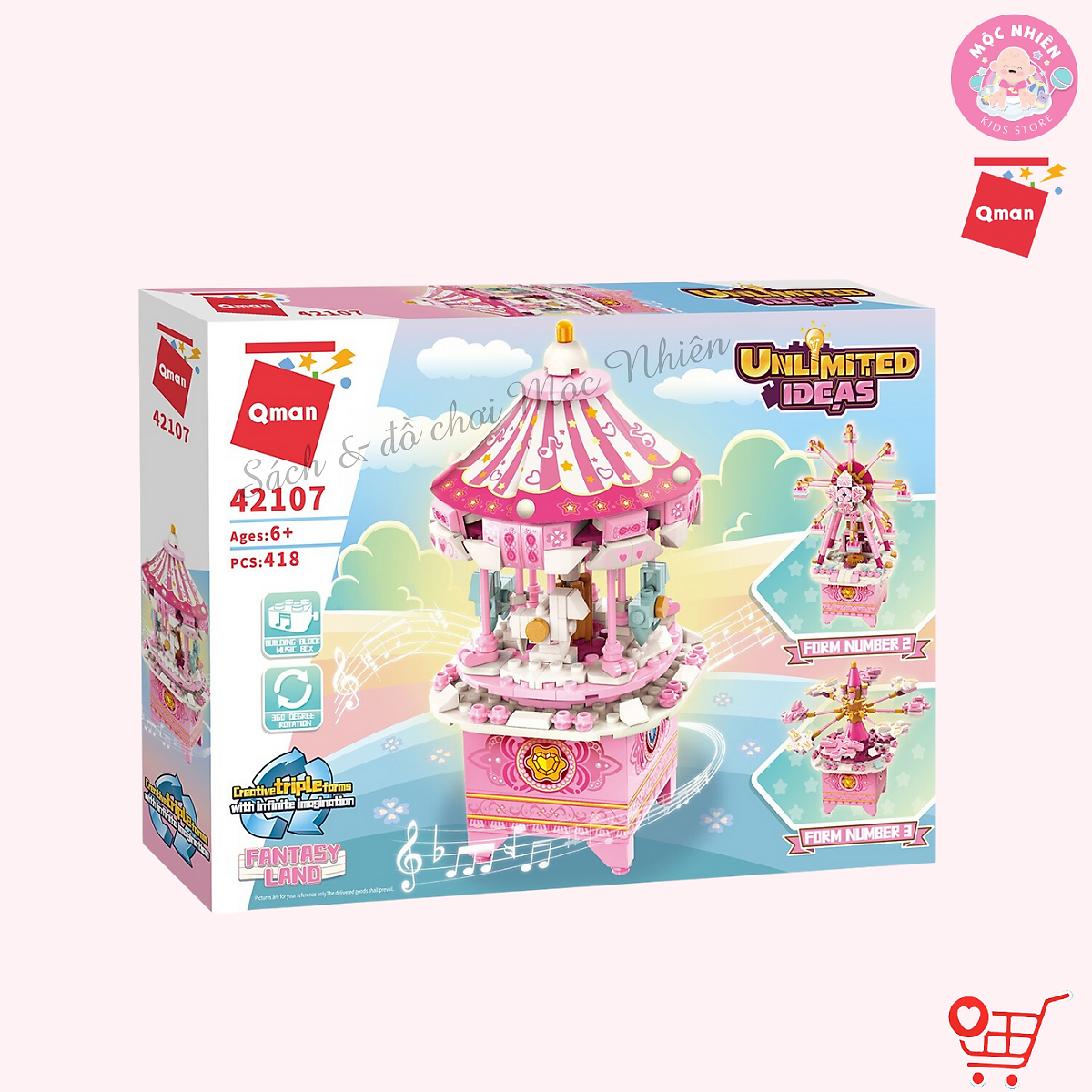 Đồ chơi lắp ráp lego Qman 42107 - Hộp phát nhạc sáng tạo dành cho bé gái từ 6 tuổi (418 chi tiết)
