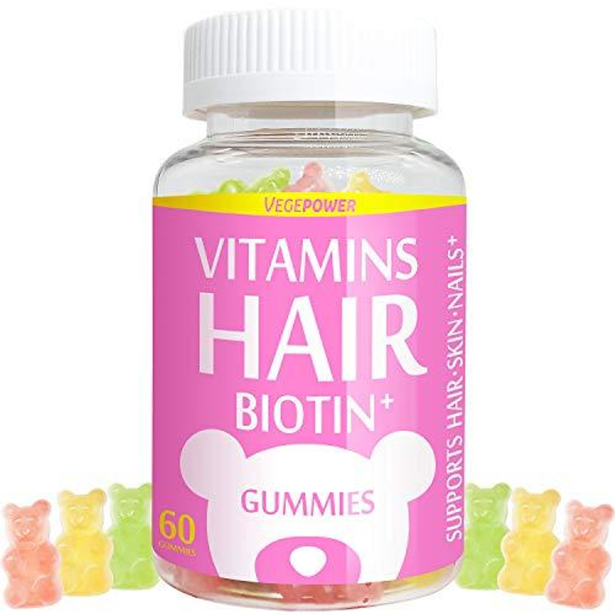 Mua VegePower Hair Vitamin Gummies-Biotin 10,000 mcg Vitamin C & E for Healthy Hair, Skin & Nails-Vegan, Pectin-Based, Non-GMO-Bear Gummy for Stronger, Beautiful Hair-3 Natural Fruit Favors Mua VegePower Hair Vitamin Gummies-Biotin 10,000 mcg Vitamin C & E for Healthy Hair, Skin & Nails-Vegan, Pectin-Based, Non-GMO-Bear Gummy for Stronger, Beautiful Hair-3 Natural Fruit Favors