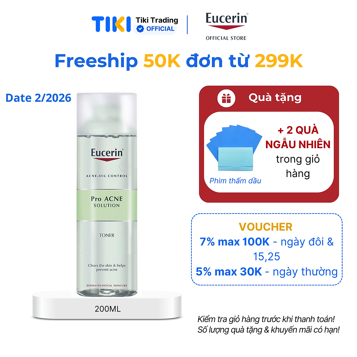 Nước cân bằng cho da nhờn mụn Eucerin Pro Acne Toner 200ml