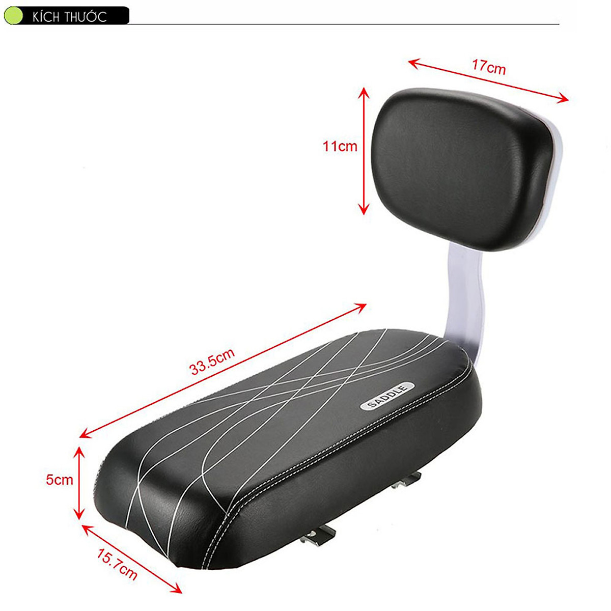Ghế Yên Sau Xe Đạp Rời Cho Trẻ Gắn Baga sau Xe Đạp SADDLE SD-01 Có Tựa Lưng, khung sắt, đệm da PU - Mai Lee