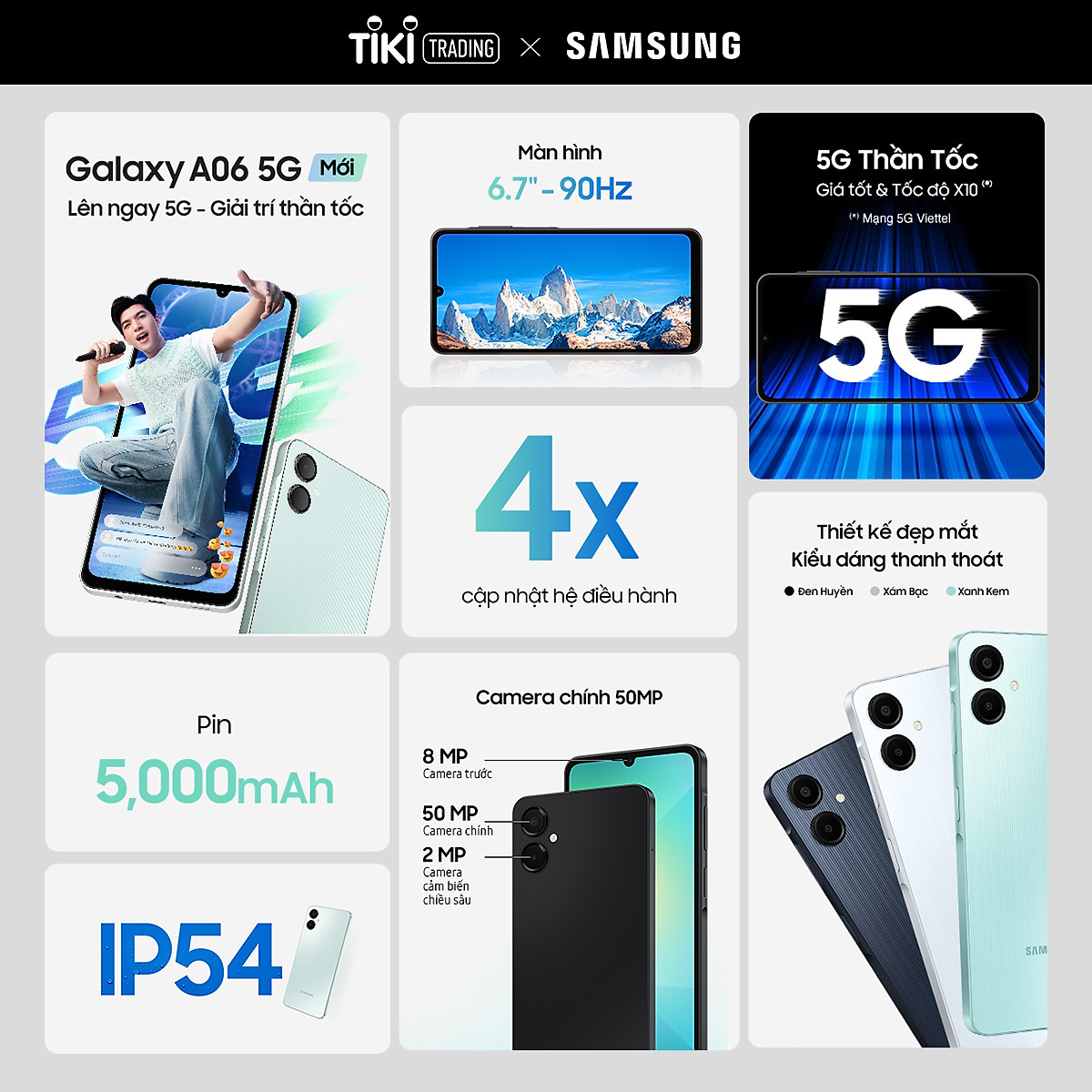 Điện thoại Samsung Galaxy A06 5G (4GB/64GB) - Đã kích hoạt bảo hành điện tử - Hàng chính hãng