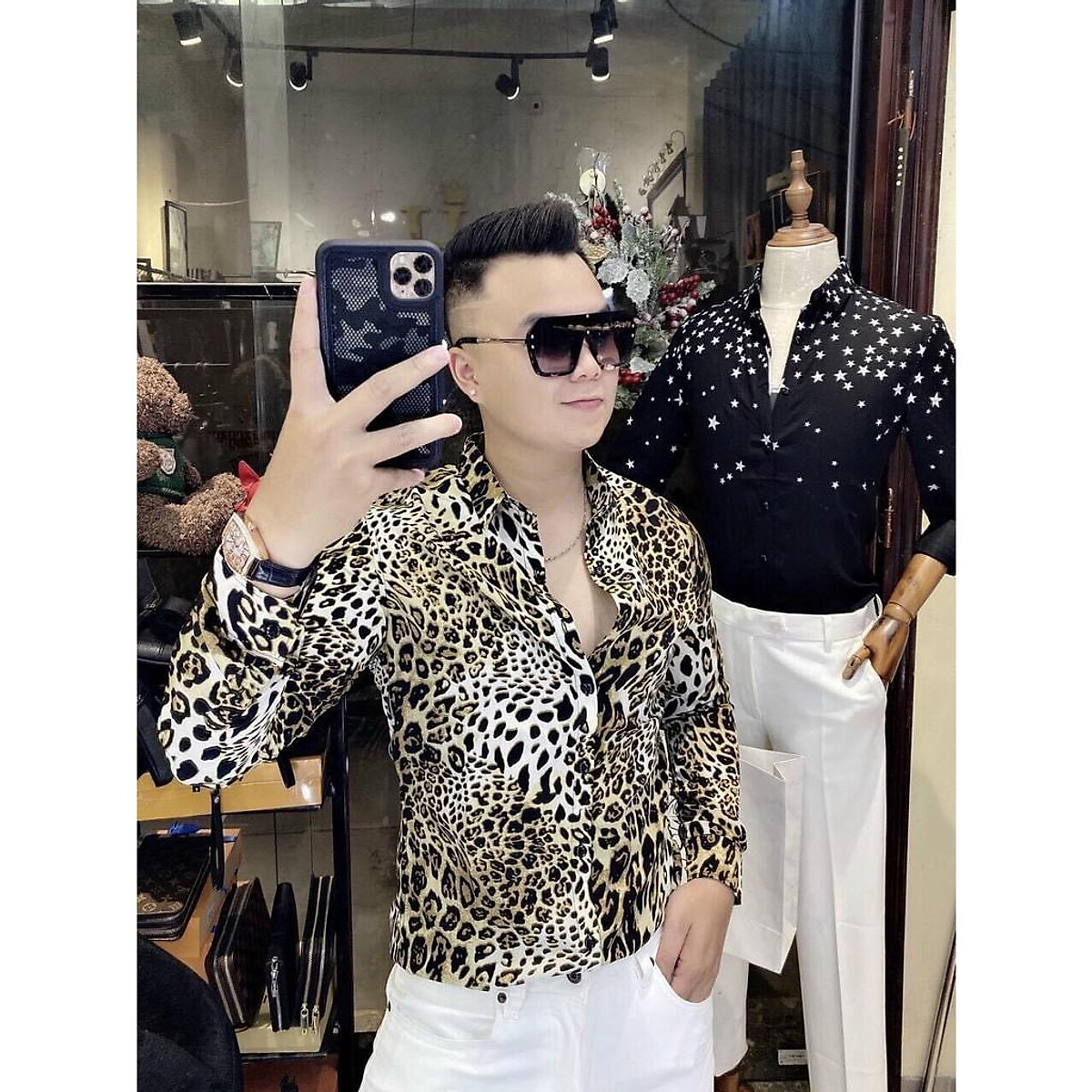 Áo sơ mi nam họa tiết cao cấp vải lụa thái xịn siêu co dãn mẫu Áo Sơ Mi Nam Họa Tiết Cao Cấp Vải Lụa Thái Xịn Siêu Co Dãn Mẫu