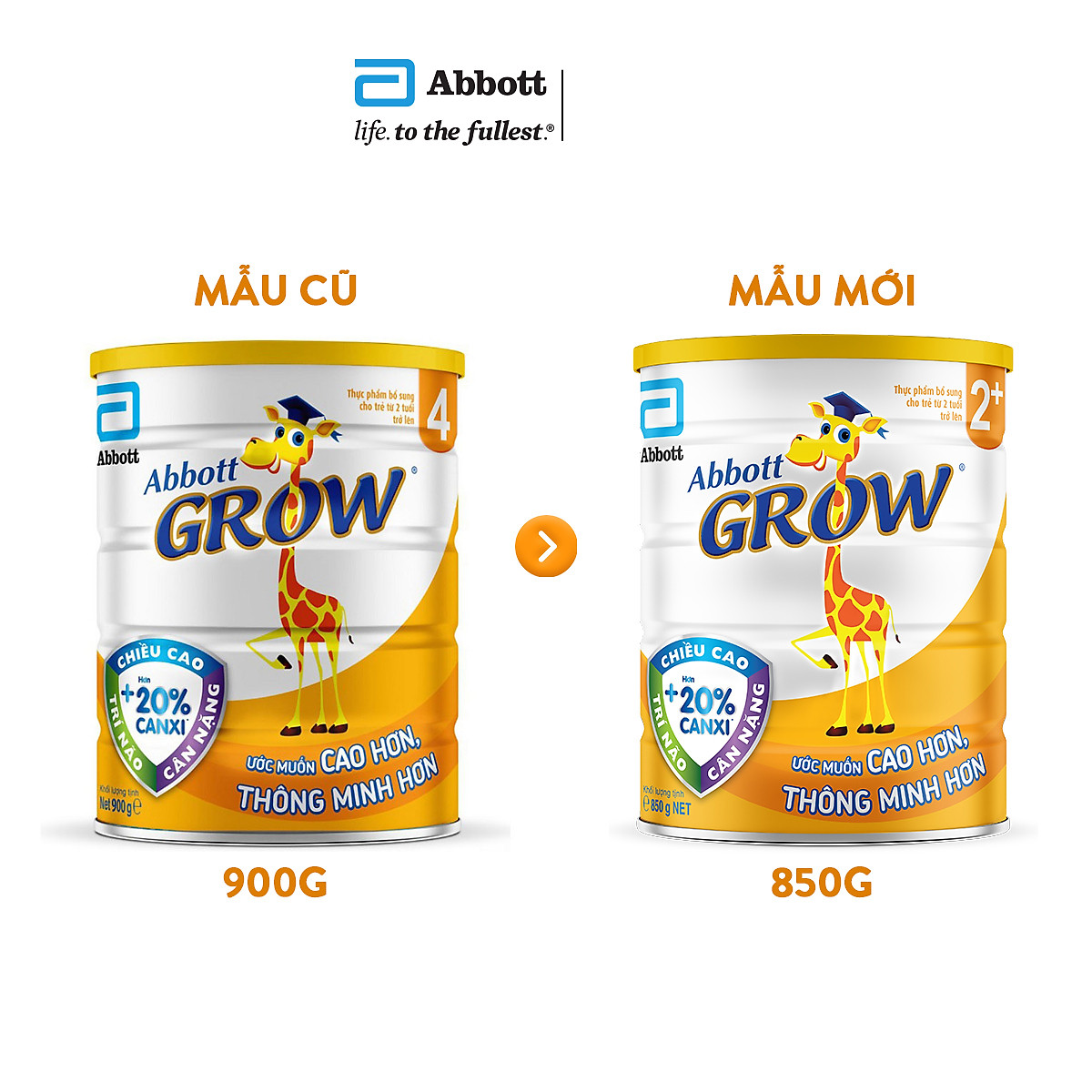 Sữa Abbott Grow 2+ 850g cho trẻ từ 2 tuổi trở lên