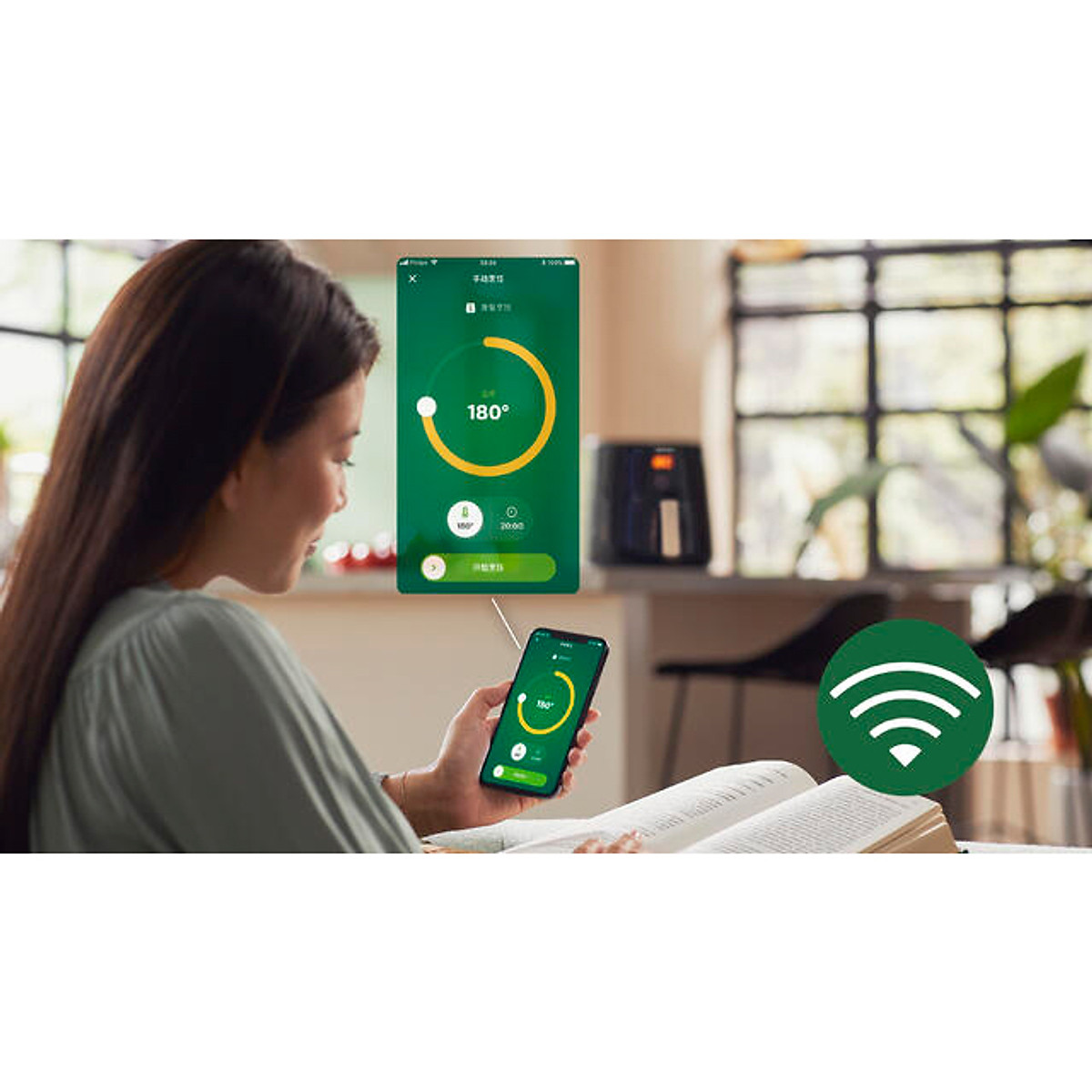 Nồi Chiên Không Dầu Philips HD9280 /90 Essential size XL Digital Connected - Hàng Chính Hãng