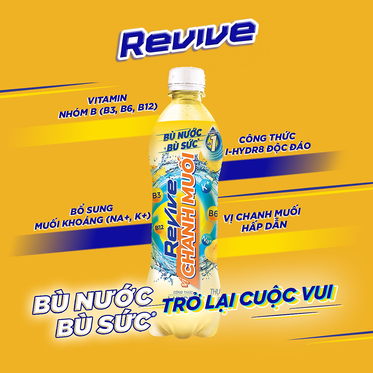 Thùng 24 Chai Nước Giải Khát Revive Chanh Muối (390ml/Chai)