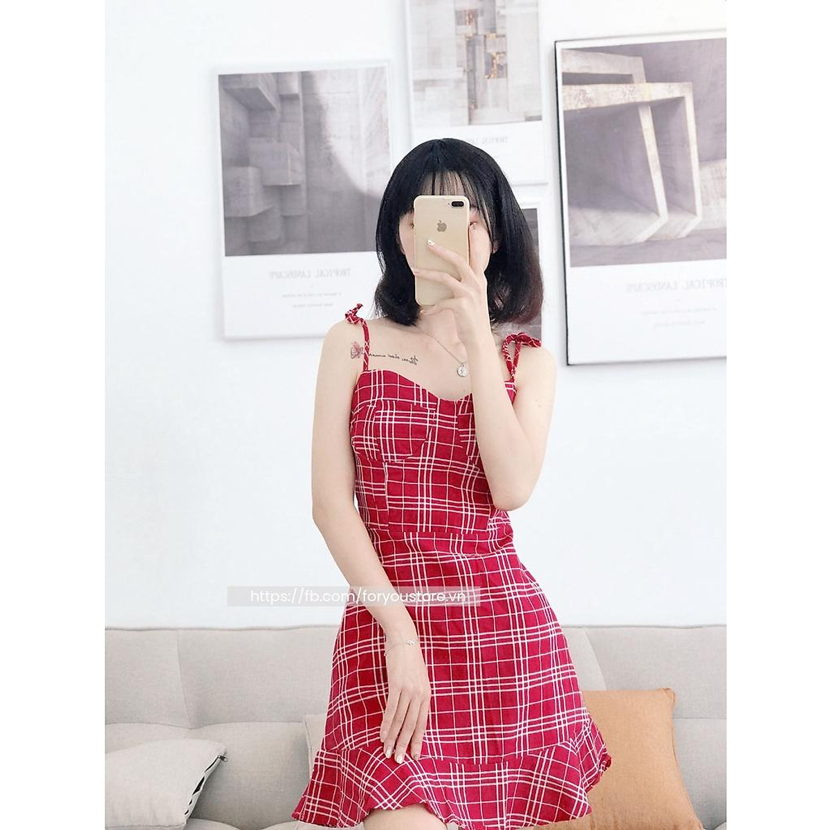 HCM Bộ váy caro 2 dây màu đỏ Lazadavn #18 HCM Bộ váy caro 2 dây màu đỏ Lazadavn