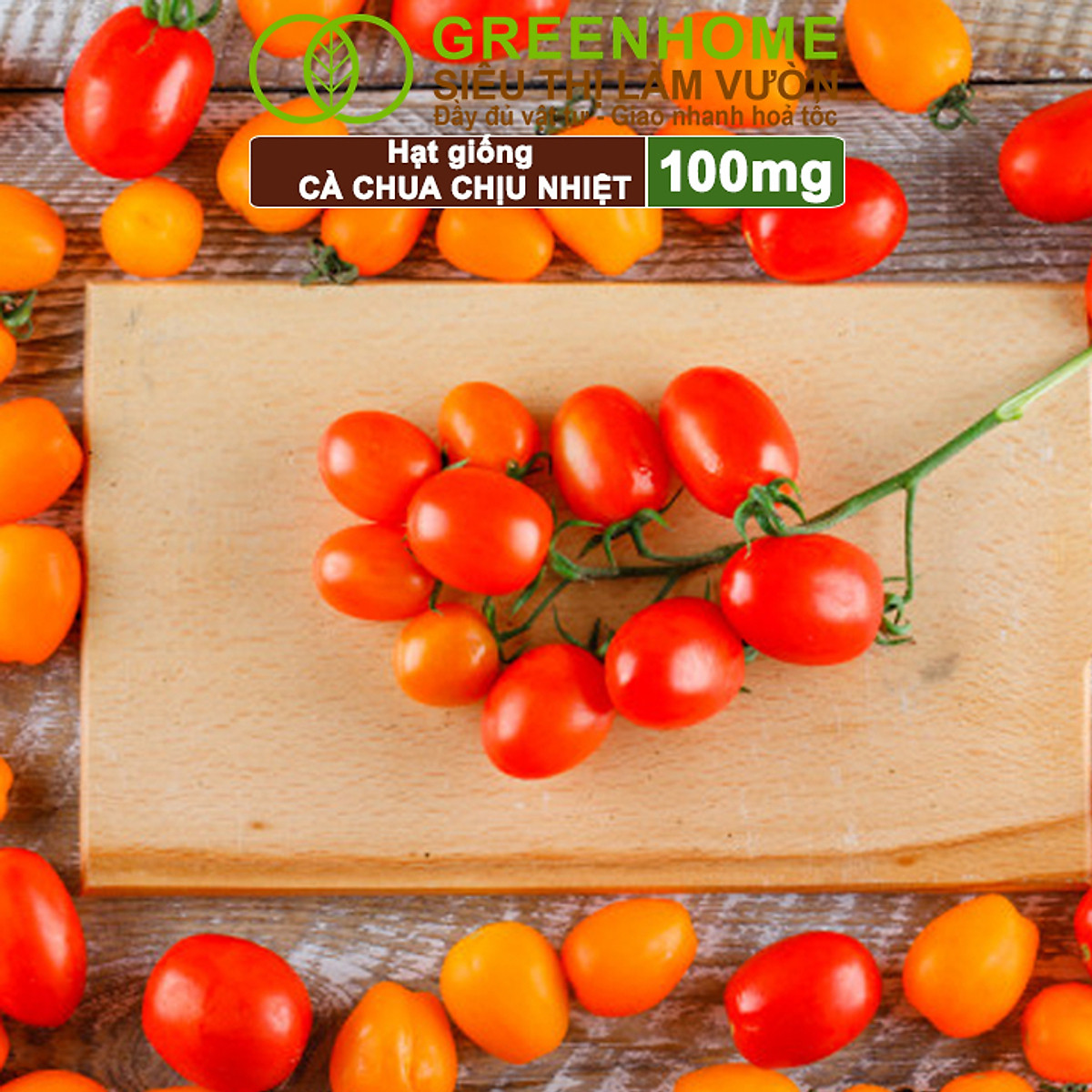 Hạt Giống Cà Chua Greenhome, Gói 0.1gr, Chịu Nhiệt, Trồng Chậu, Ra Nhiều Quả, Cây Sinh Trưởng Nhanh T15