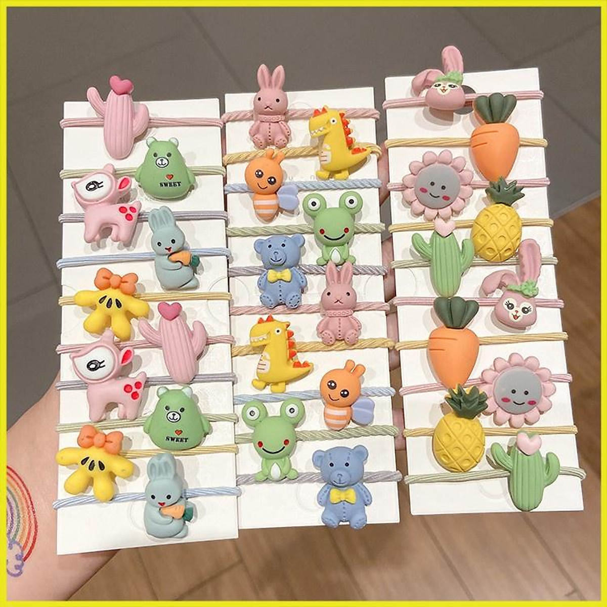 Set 10 dây buộc tóc họa tiết hoạt hình phong cách Hàn Quốc dễ thương cho bé gái