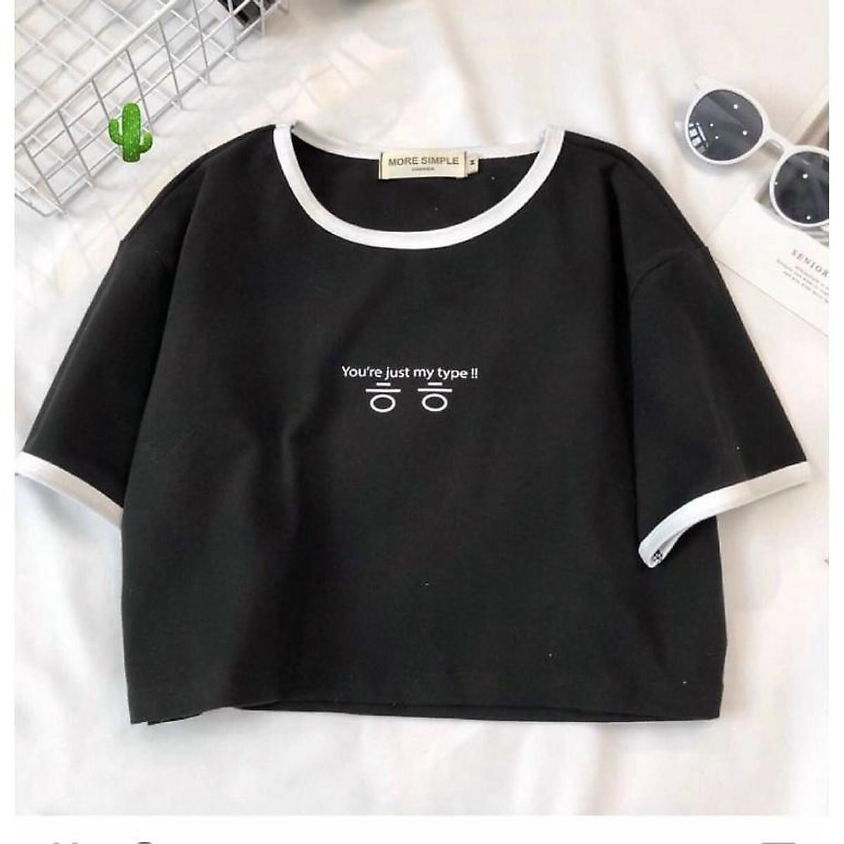 Áo croptop viền thêu chữ hàn alohaboutique