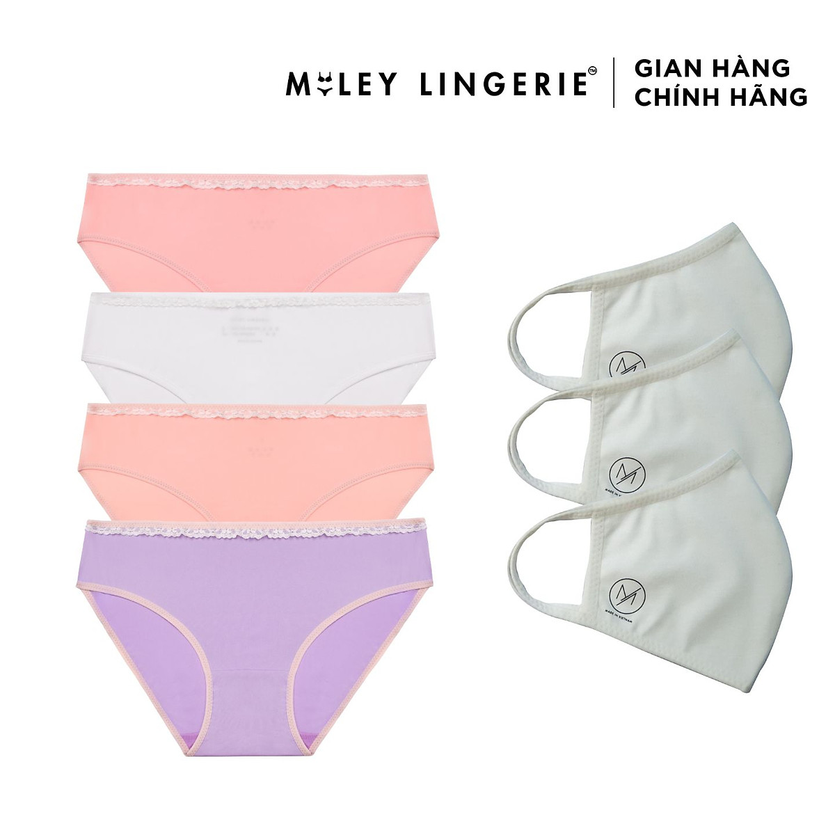 Combo 4 Quần Lót Nữ Thun Lạnh Thoáng Mát Và 3 Khẩu Trang Vải Kháng Khuẩn -