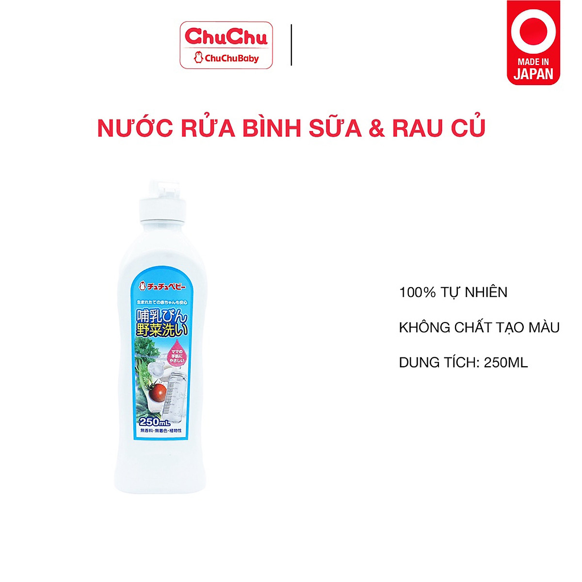 Nước rửa bình sữa, núm ty và rau củ qủa Chuchu Baby