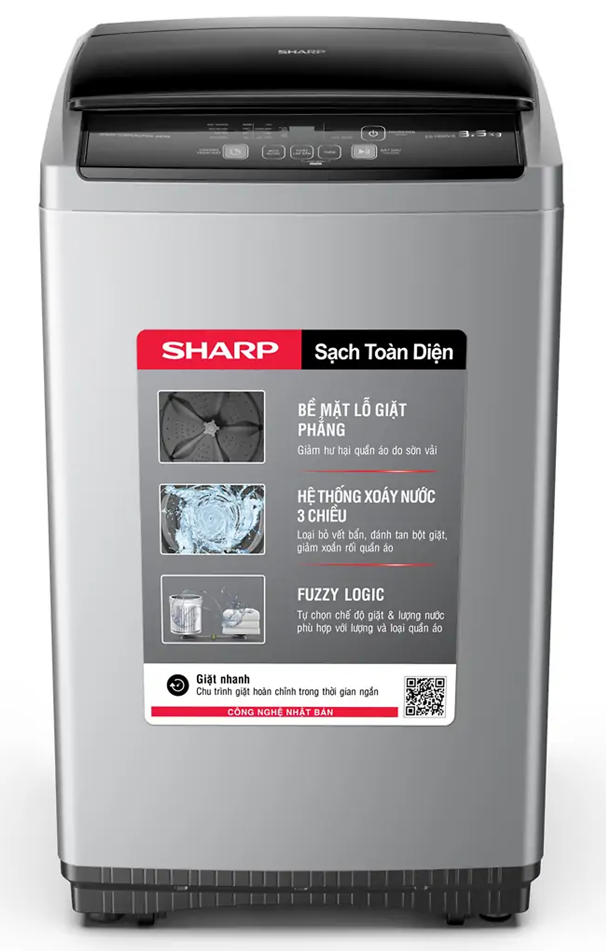 Máy giặt Sharp 8.5kg ES-Y85HV-S - Hàng chính hãng (chỉ giao HCM)