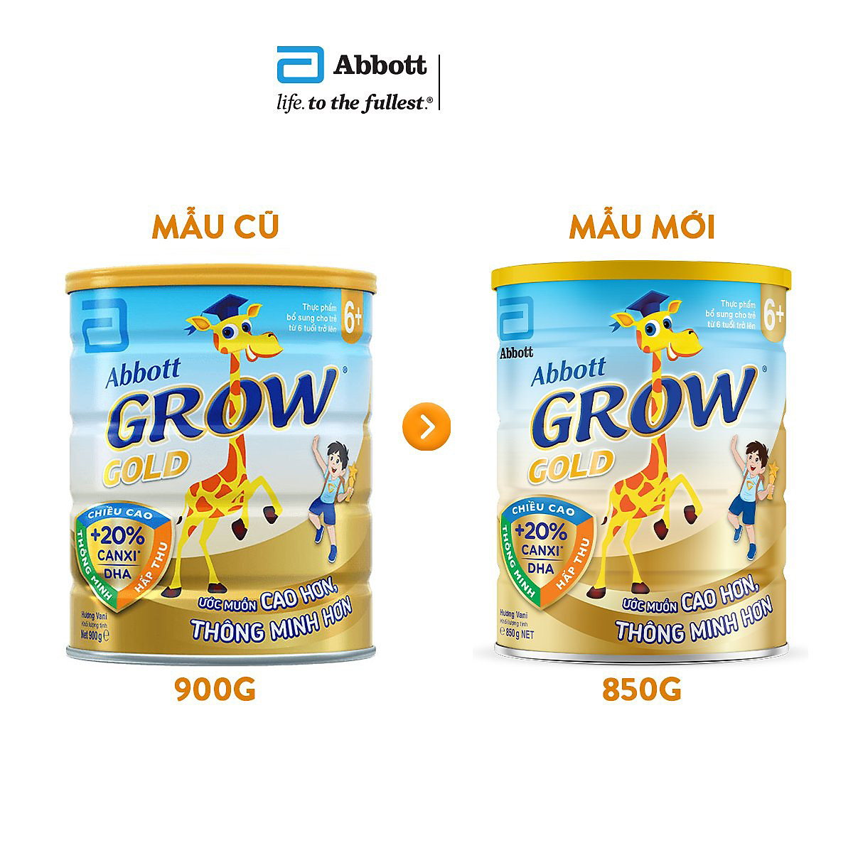 Sữa Abbott Grow Gold 6+ 850g cho trẻ từ 6 tuổi trở lên