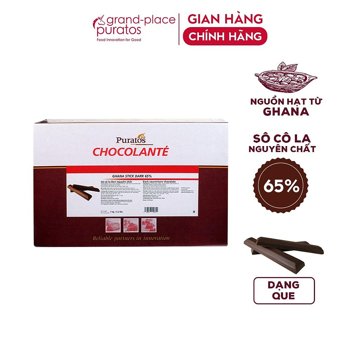 Sô Cô La Nguyên Chất Đen Hình Que Puratos Grand-Place VN - 1kg ...