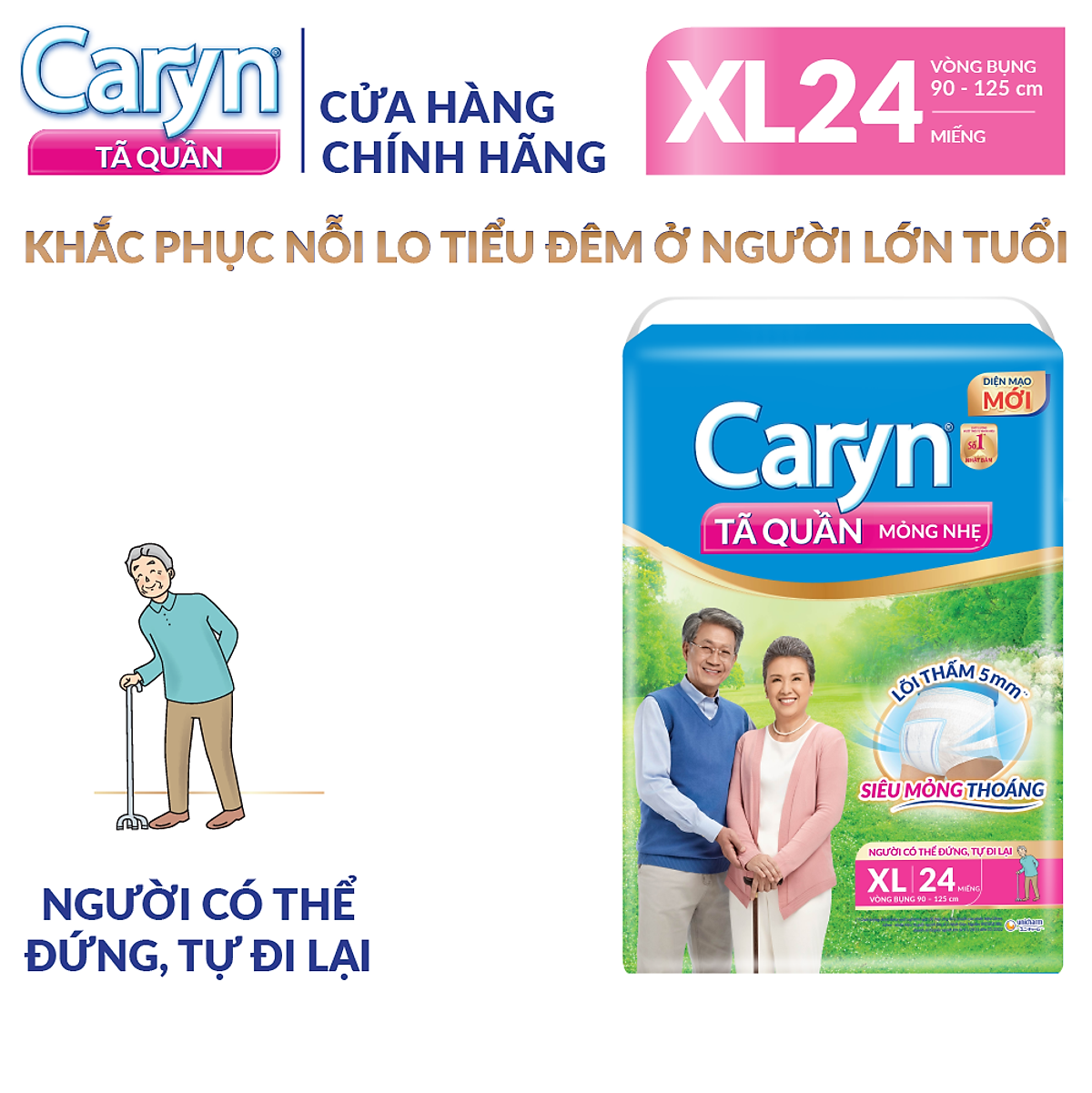 Tã Quần Mỏng Nhẹ Caryn XL24 (24 miếng)