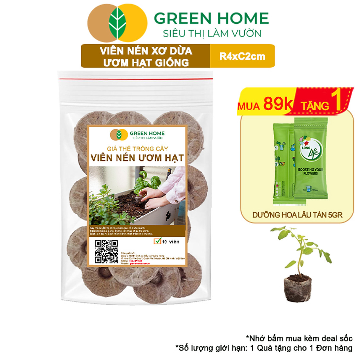 Viên Nén Xơ Dừa Greenhome, Ươm Hạt Giống, Ươm Cây Con Tiện Lợi, Đầy Đủ Dinh Dưỡng, Cây Phát Triển Nhanh