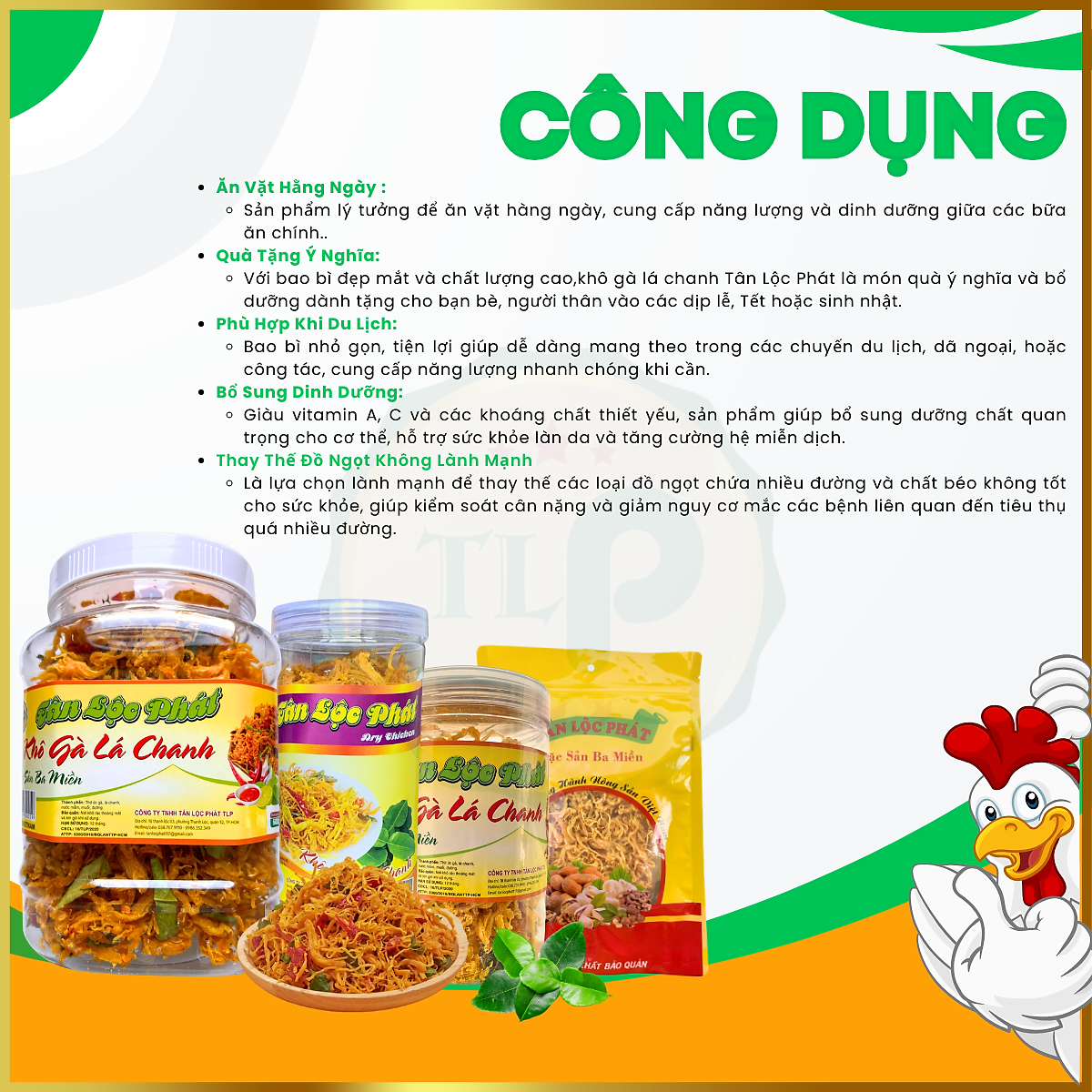 KHÔ GÀ LÁ CHANH COMBO 1KG - MỖI BỊCH 500G