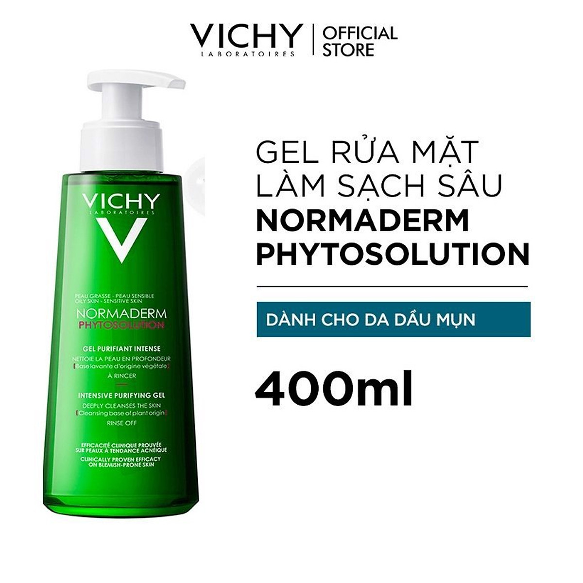 Gel Rửa Mặt Sạch Sâu Giảm Nhờn Vichy Normaderm Phytosolution 400ml