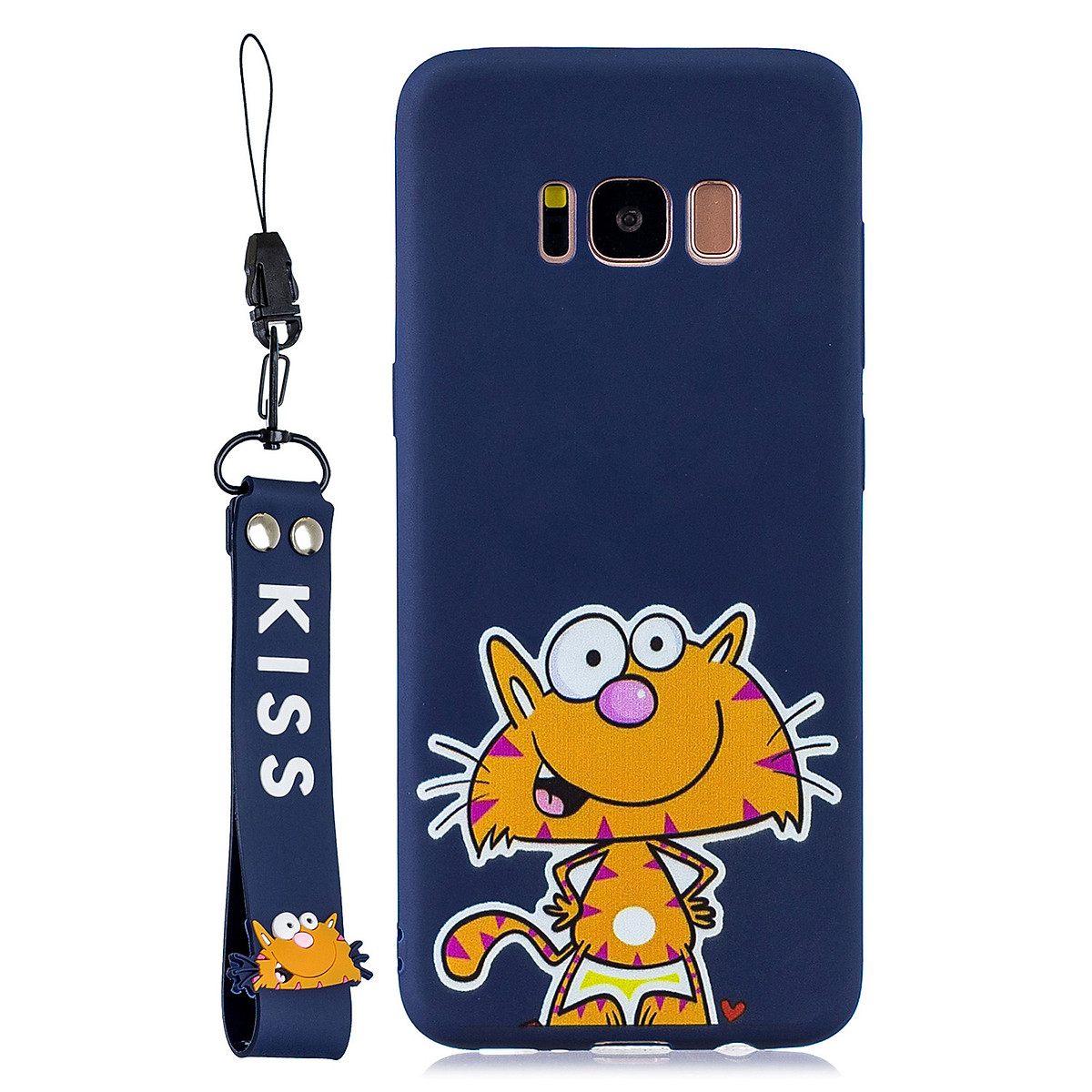 Mua For Samsung S8 Cartoon Lovely Coloured Painted Soft TPU Back Cover  Non-slip Shockproof Full Protective Case With Lanyard Style:Samsung S8 -  Sapphire tại Blue Holiday