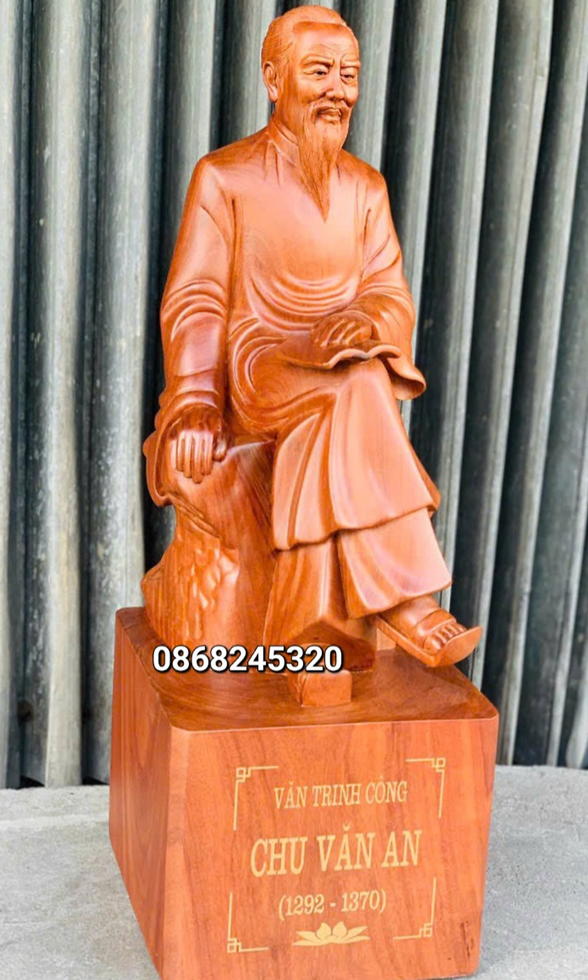 Tượng chu van an bẳng gỗ hương kt cao 60×24×21cm
