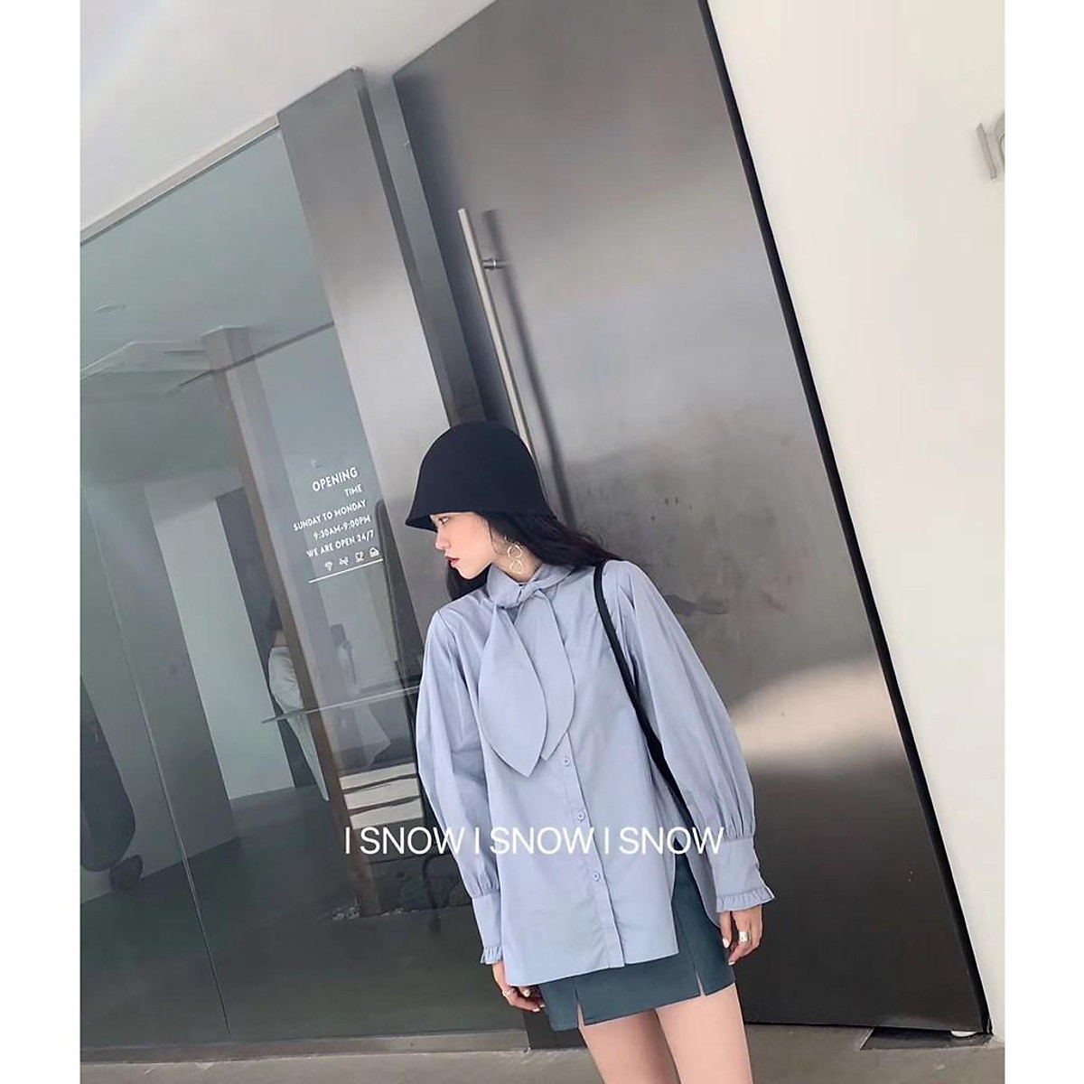 Áo sơ mi buộc nơ cổ