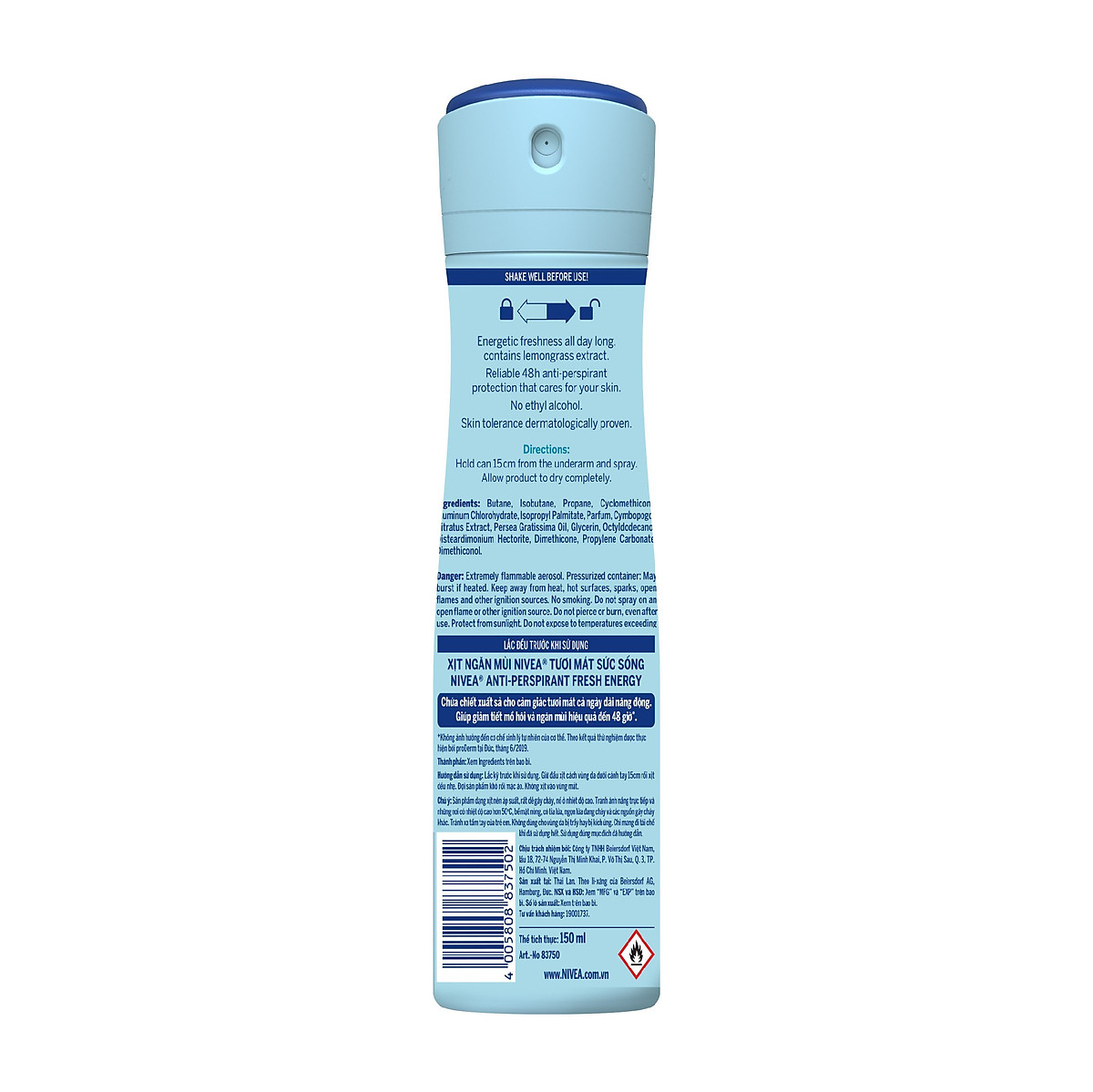 Xịt Ngăn Mùi NIVEA Tươi Mát Sức Sống (150 Ml) - 83750